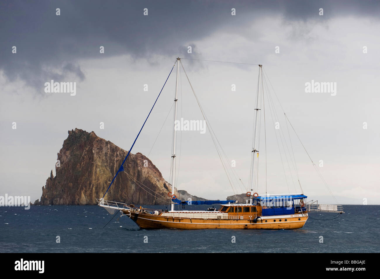 Segelboot, Italien, Stromboli, Liparic Inseln Stockfoto