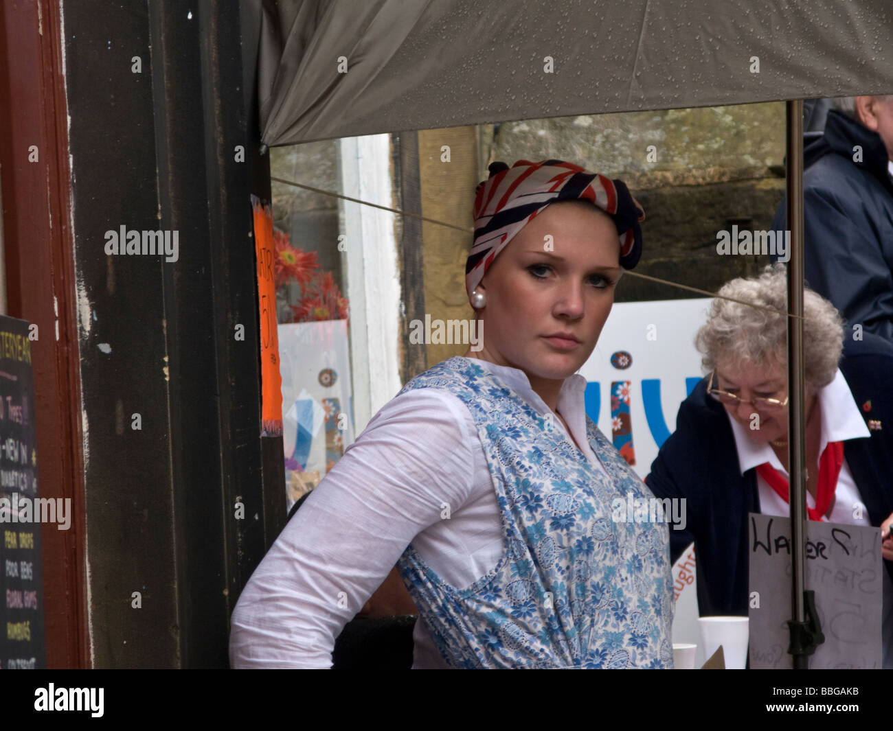 40er Jahre Festschrift Wochenende in Haworth, Yorkshire Stockfoto