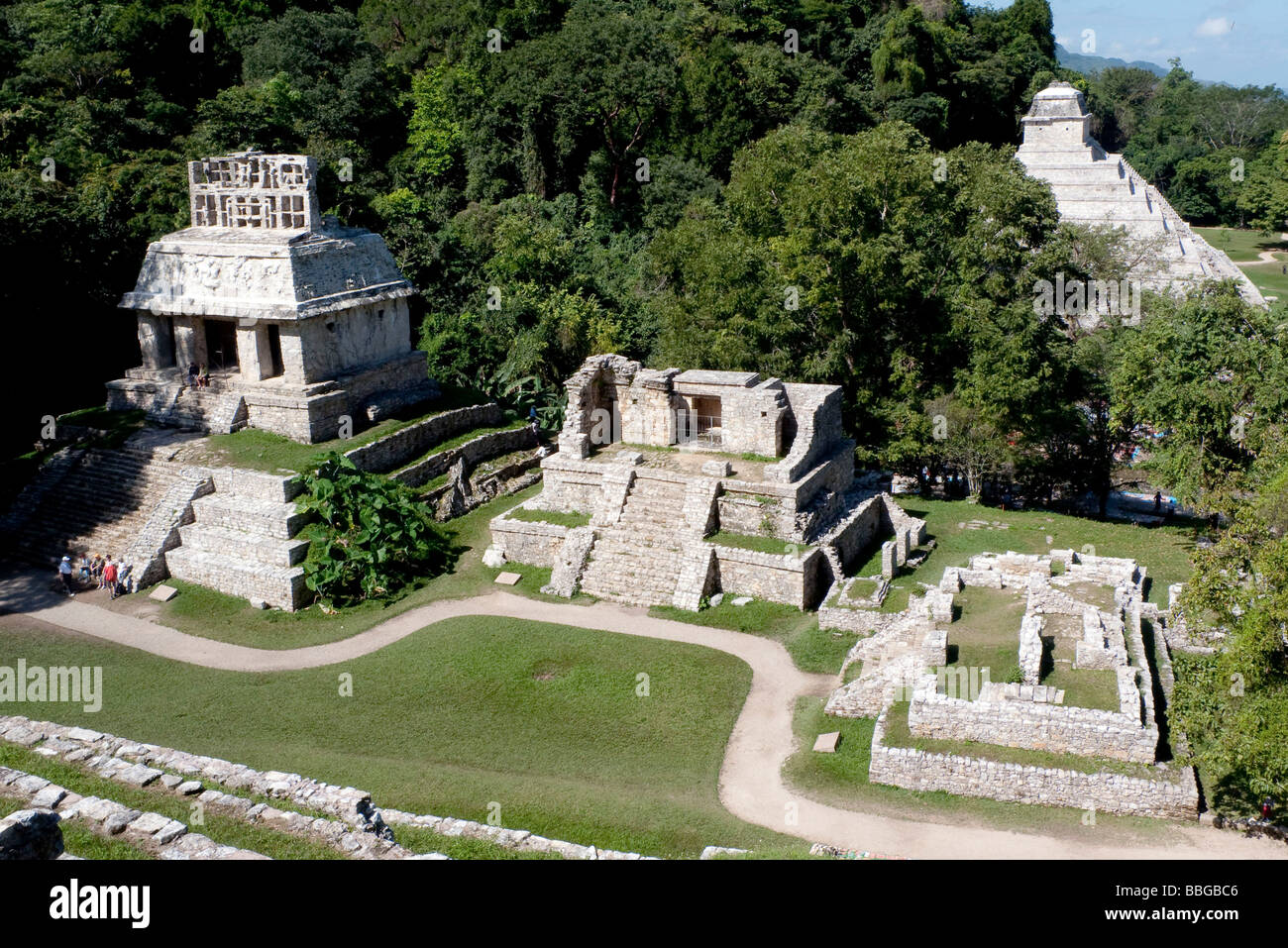 Tempel der Inschriften und der Tempel der Sonne, Maya-Tempel in der Nähe von Palenque, Chiapas, Mexiko, Mittelamerika Stockfoto