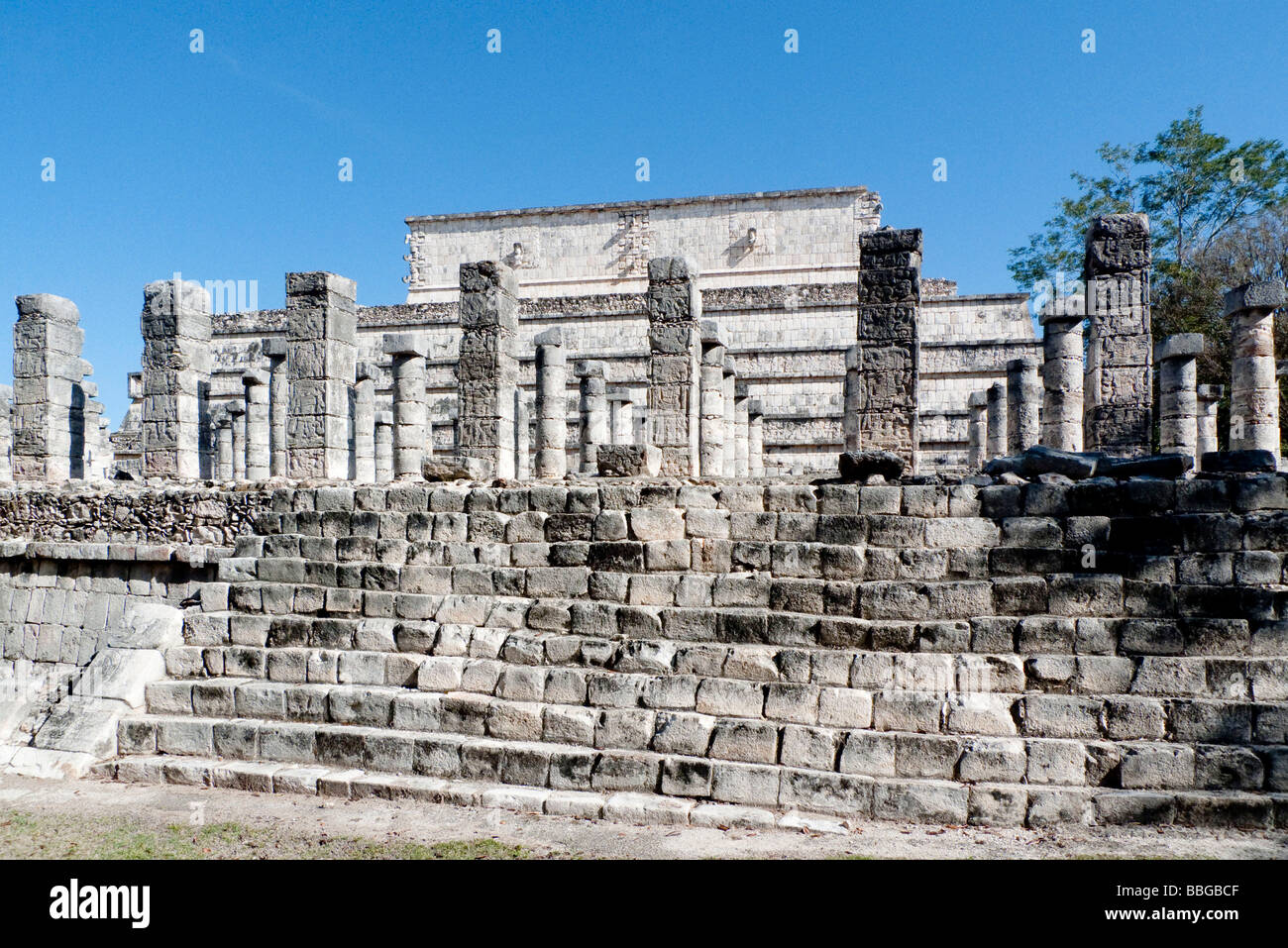 Halle der Tausend Säulen, in Chichen Itza, Yucatan, Mexiko, Mittelamerika Stockfoto