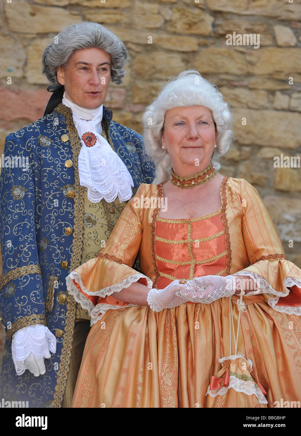 Leben im Barock des 18. Jahrhunderts, paar in venezianischen Kleidung, Schiller Jahrhundertfest Jahrhundert Festival, Marbach Stockfoto