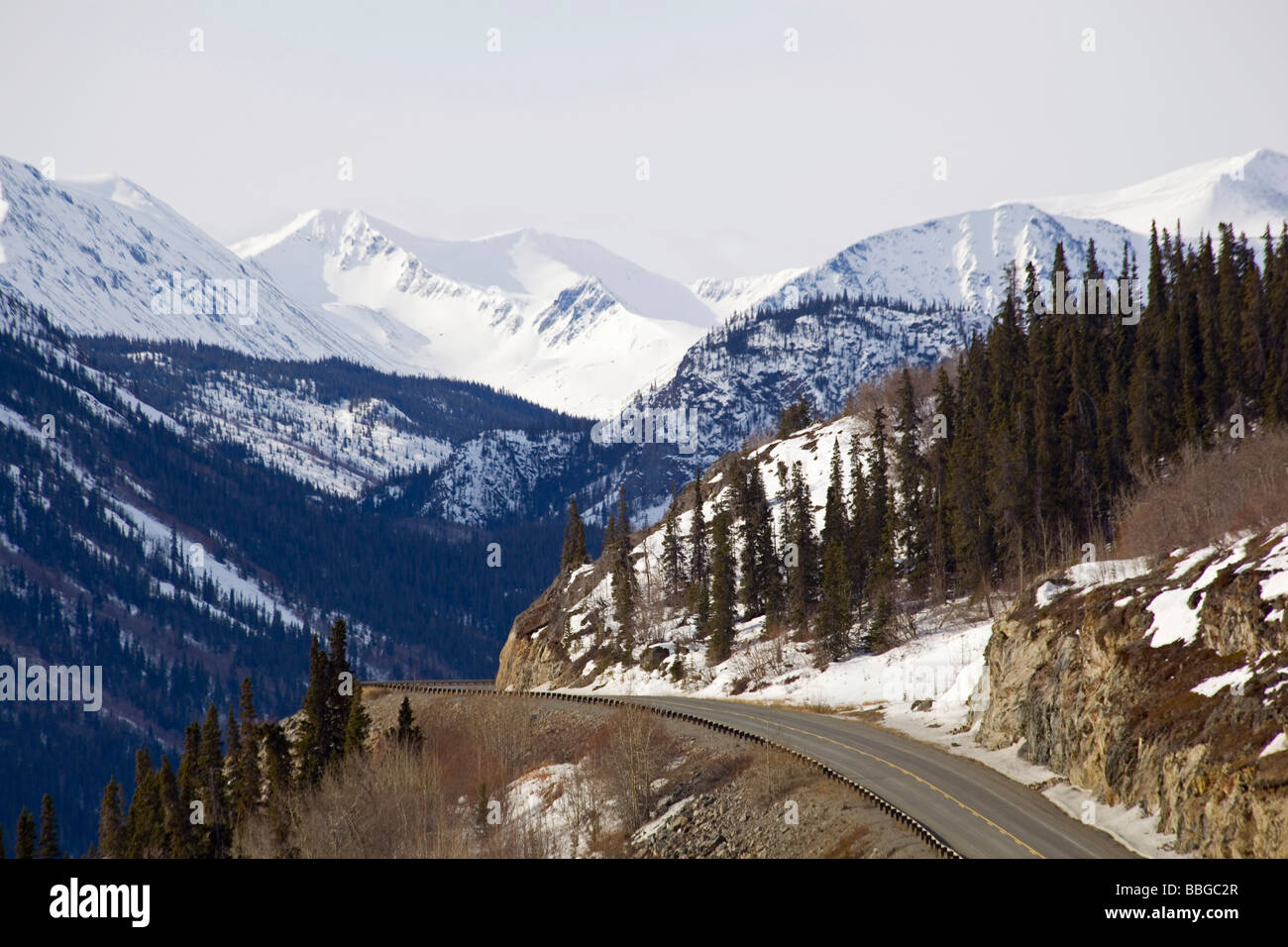 Aussichtsreichen South Klondike Highway in Richtung White Pass, Skagway, Alaska, British Columbia, Yukon Territorium, Kanada, Nordamerika Stockfoto