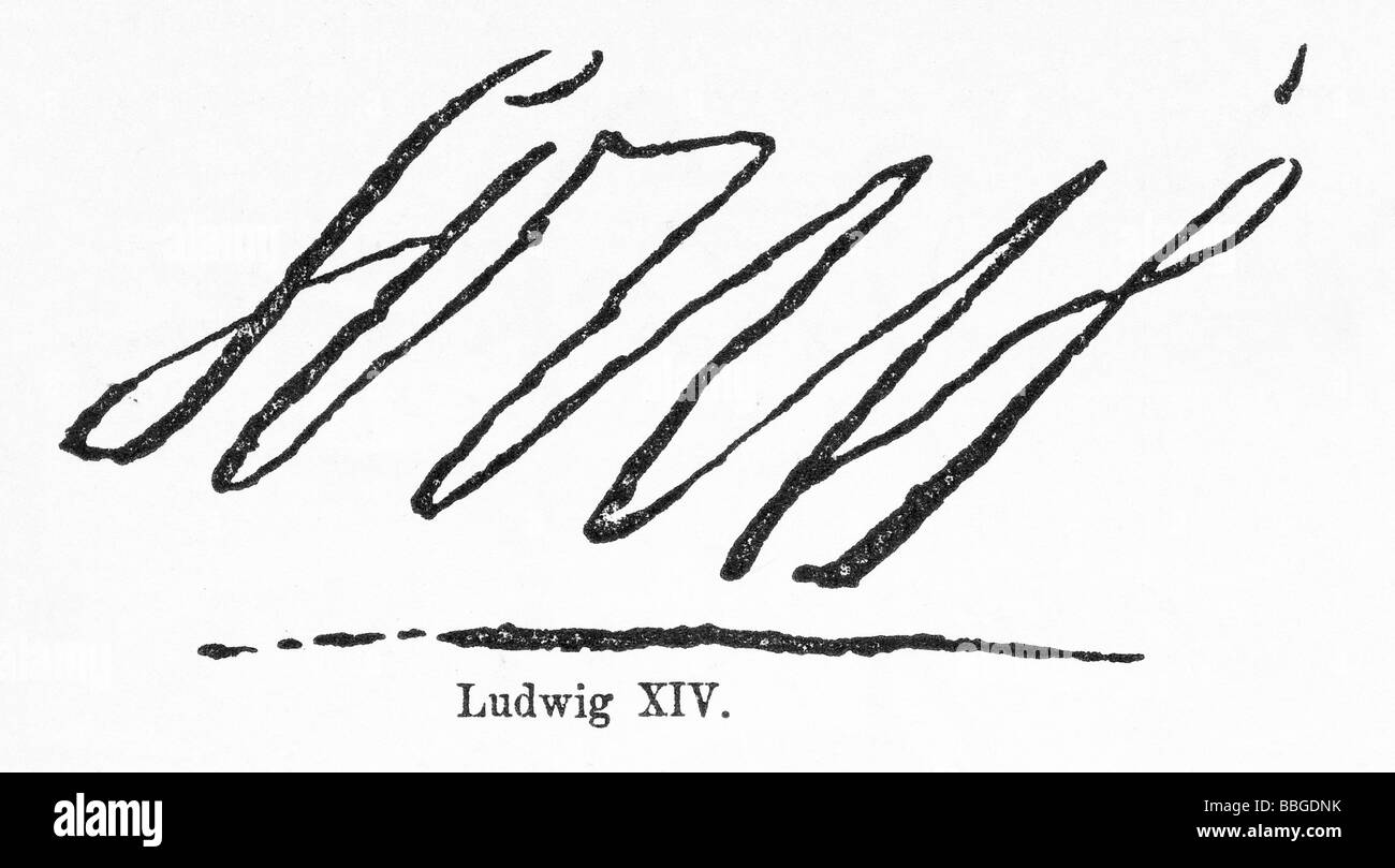 Unterschrift von Ludwig XIV. Stockfoto
