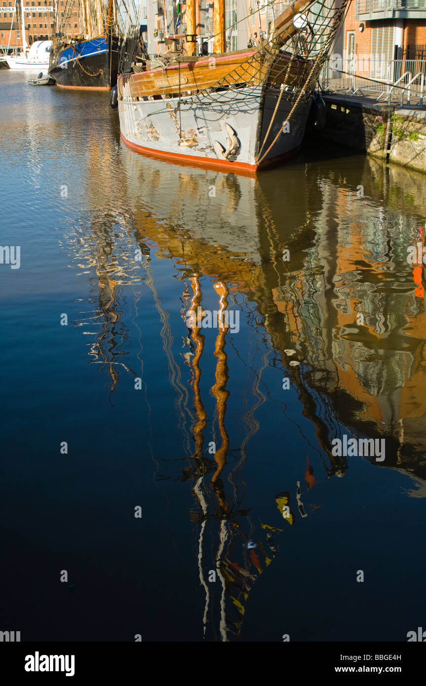 Klassische Segelschiffe in Gloucester docks Stockfoto