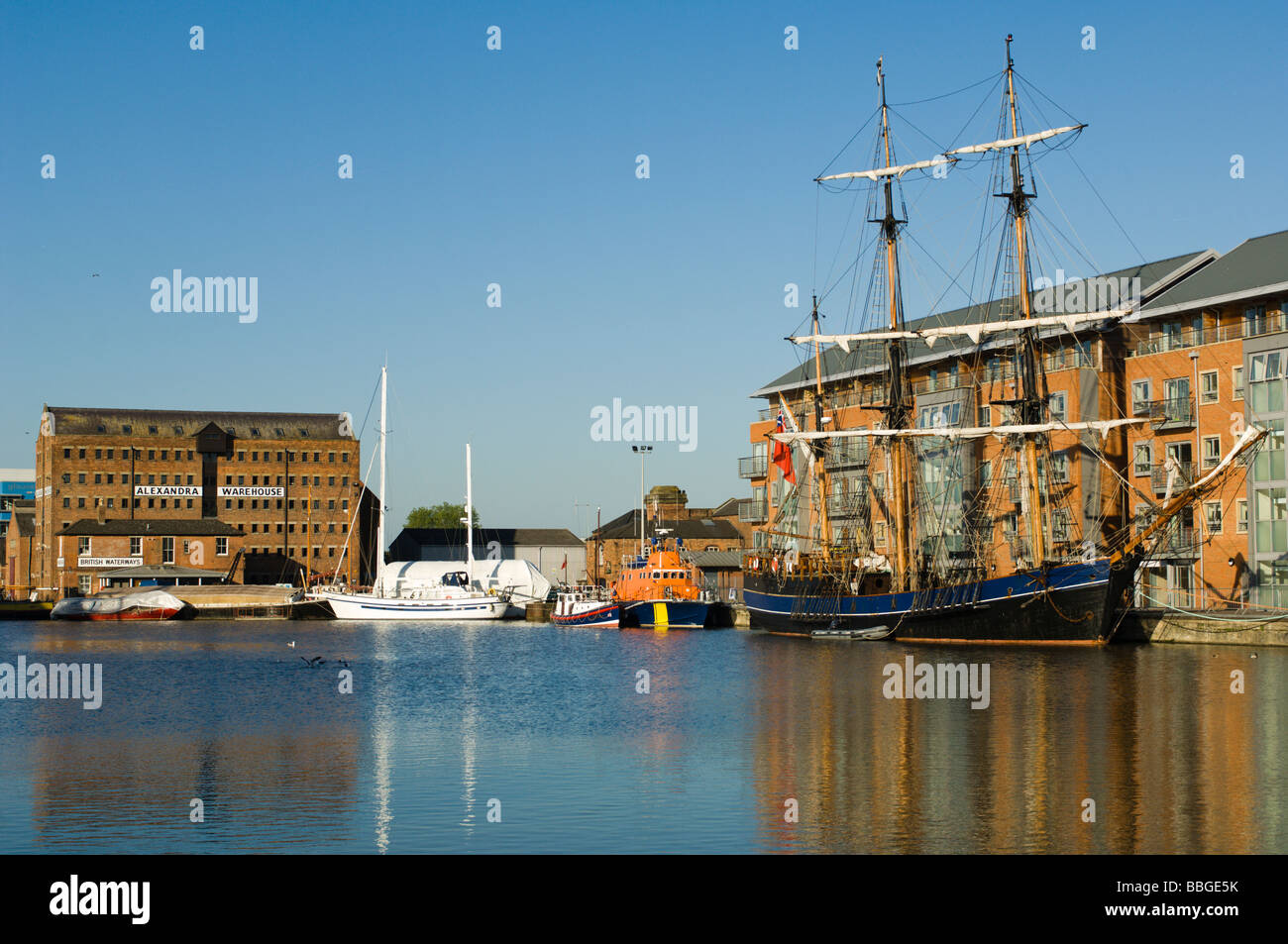 Klassische Segelschiffe in Gloucester docks Stockfoto