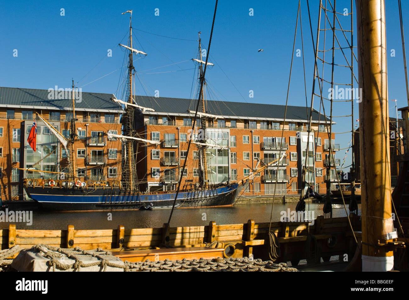 Klassische Segelschiffe in Gloucester docks Stockfoto