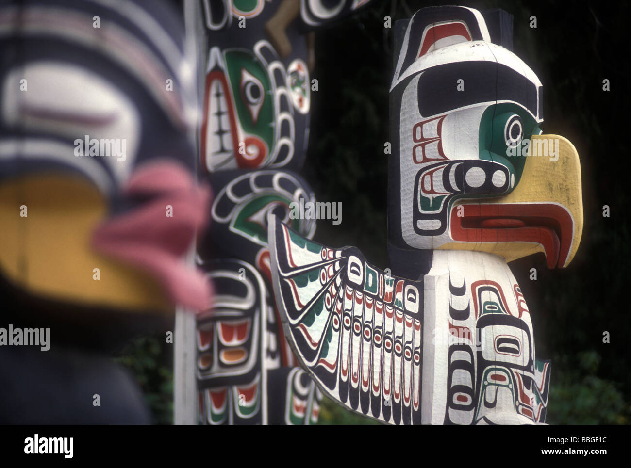 Vancouver Island Kanada Indianer Totempfahl Stockfoto