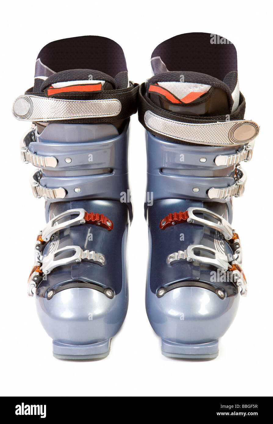 Modernen Skilaufs Stiefel Isolat auf weiße Stockfoto