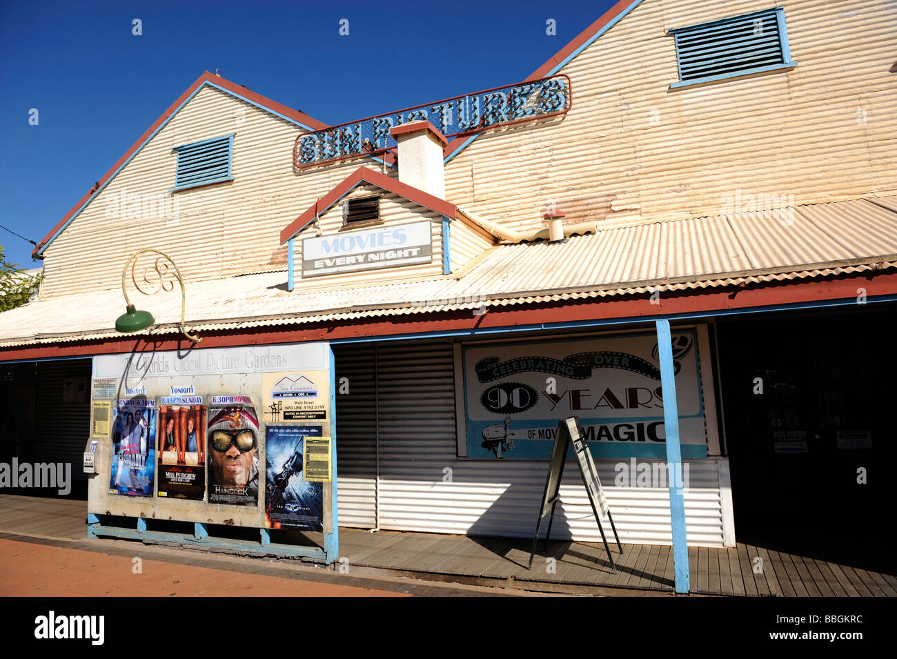Sonne Bild Theater in Broome, Western Australia ist der weltweit älteste Freiluftkino. Stockfoto