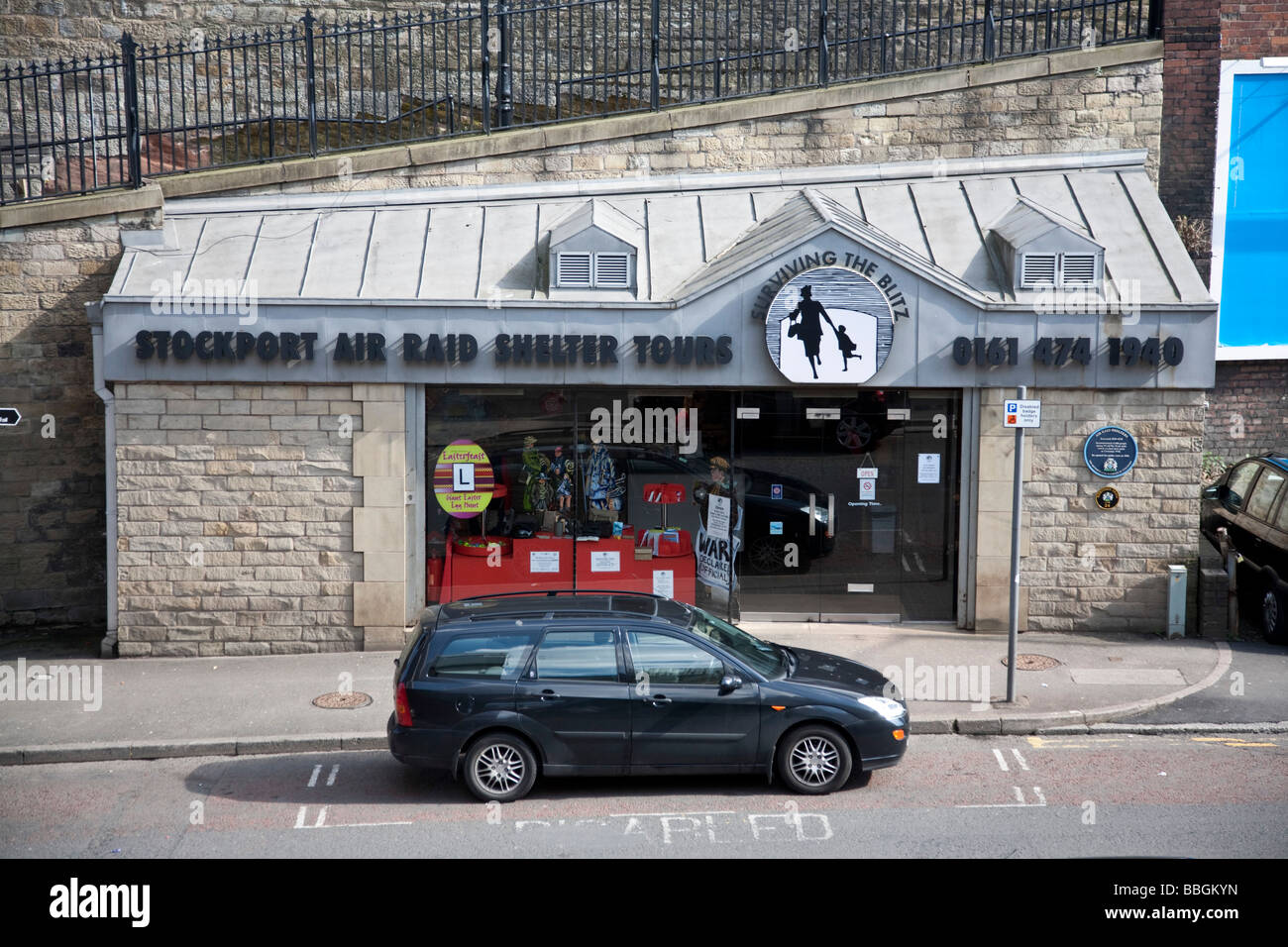 Außenansicht Stockport Luftschutzbunker. Stockport, grösseres Manchester, Vereinigtes Königreich. Stockfoto