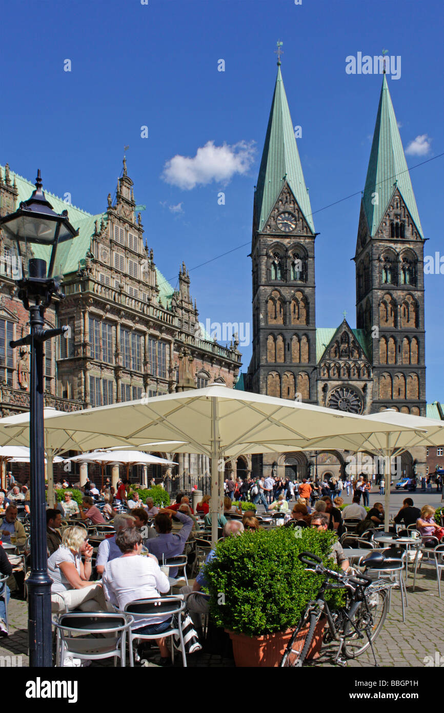 Markt-Platz von Bremen mit Rathaus und St.-Petri-Cathedral Stockfoto