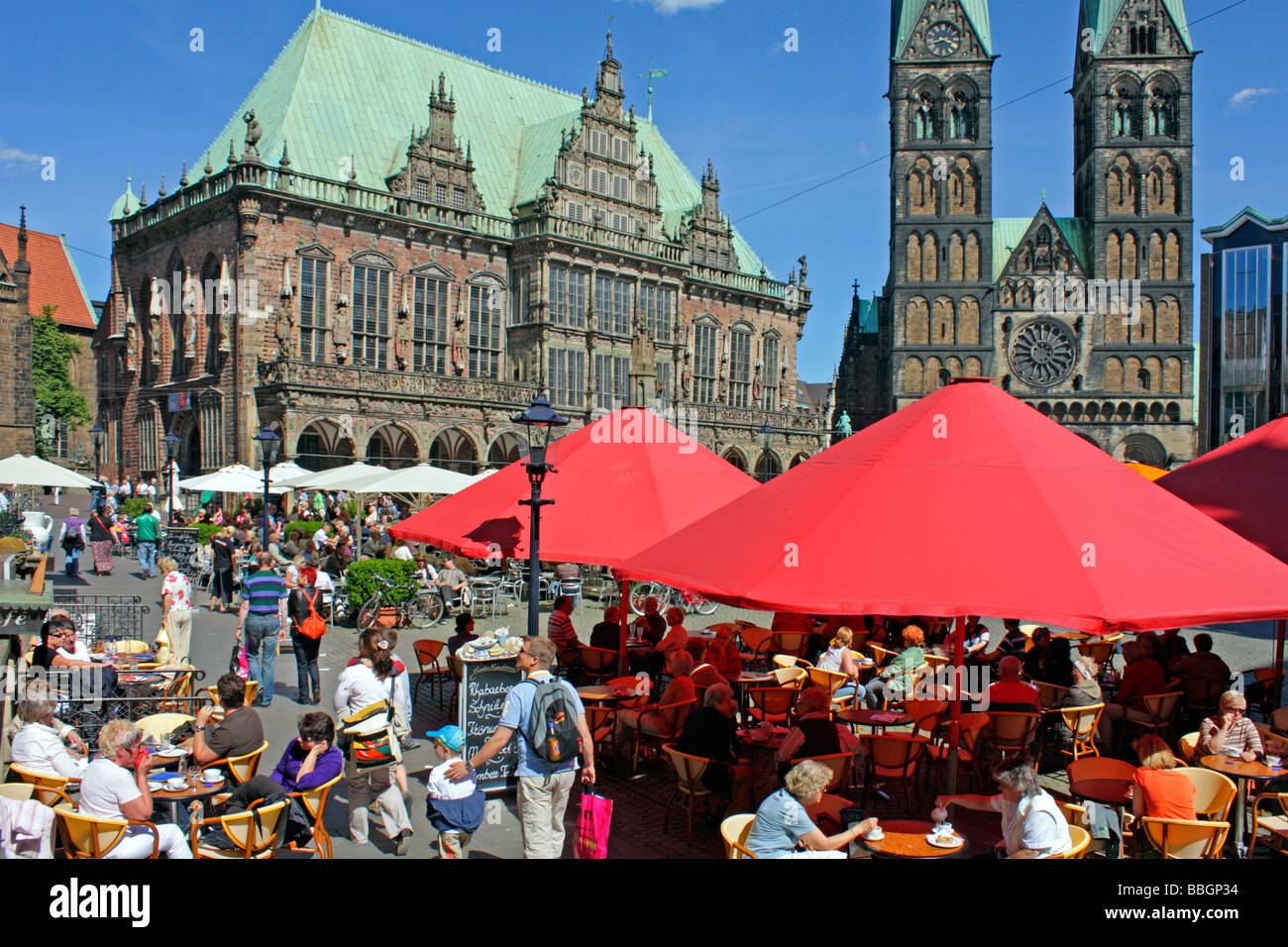 Markt-Platz von Bremen mit Rathaus und St.-Petri-Cathedral Stockfoto