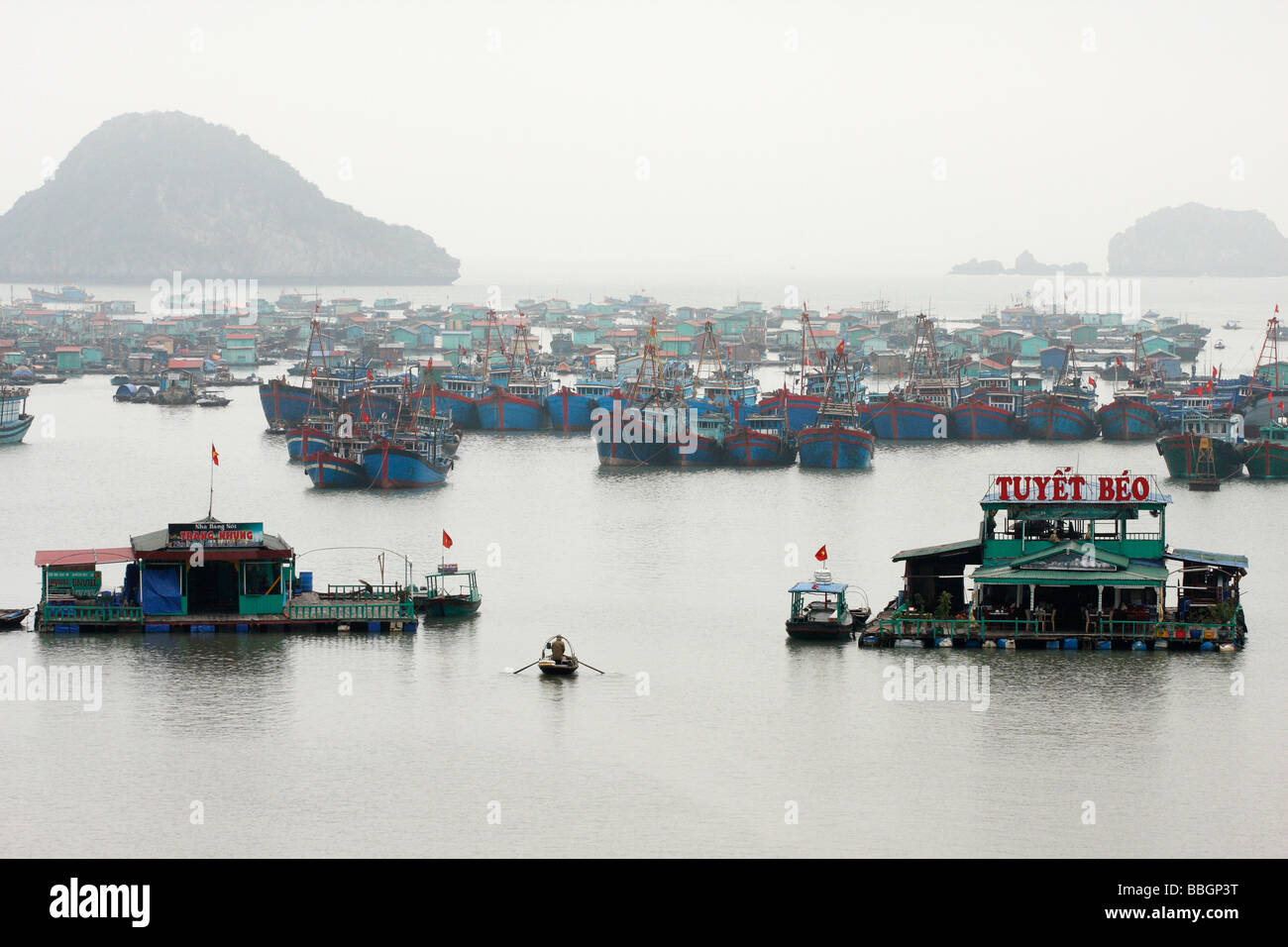 Vietnamesisch schwimmenden Dorf, 'Cat Ba' Stadt Hafen ...