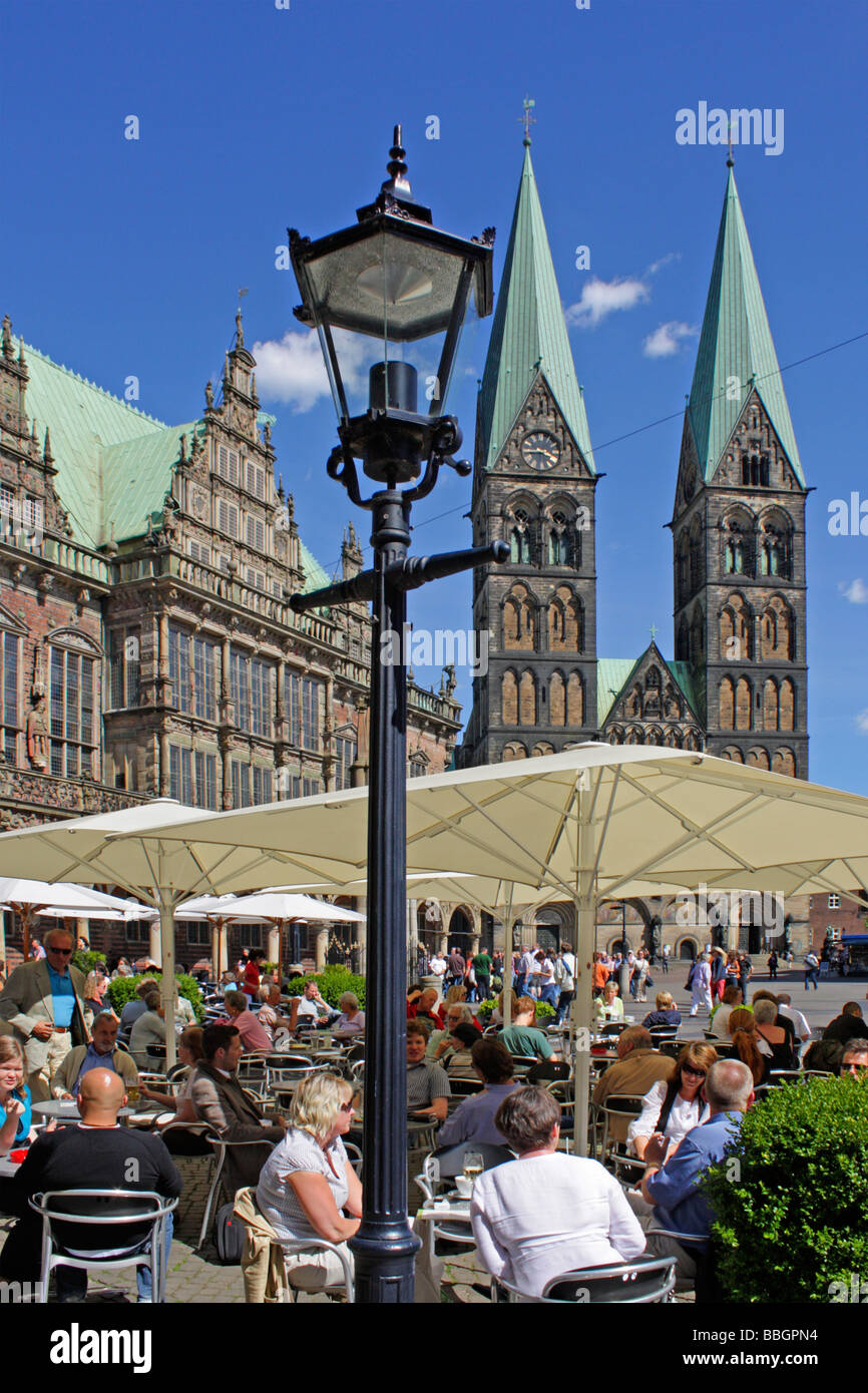 Markt-Platz von Bremen mit Rathaus und St.-Petri-Cathedral Stockfoto