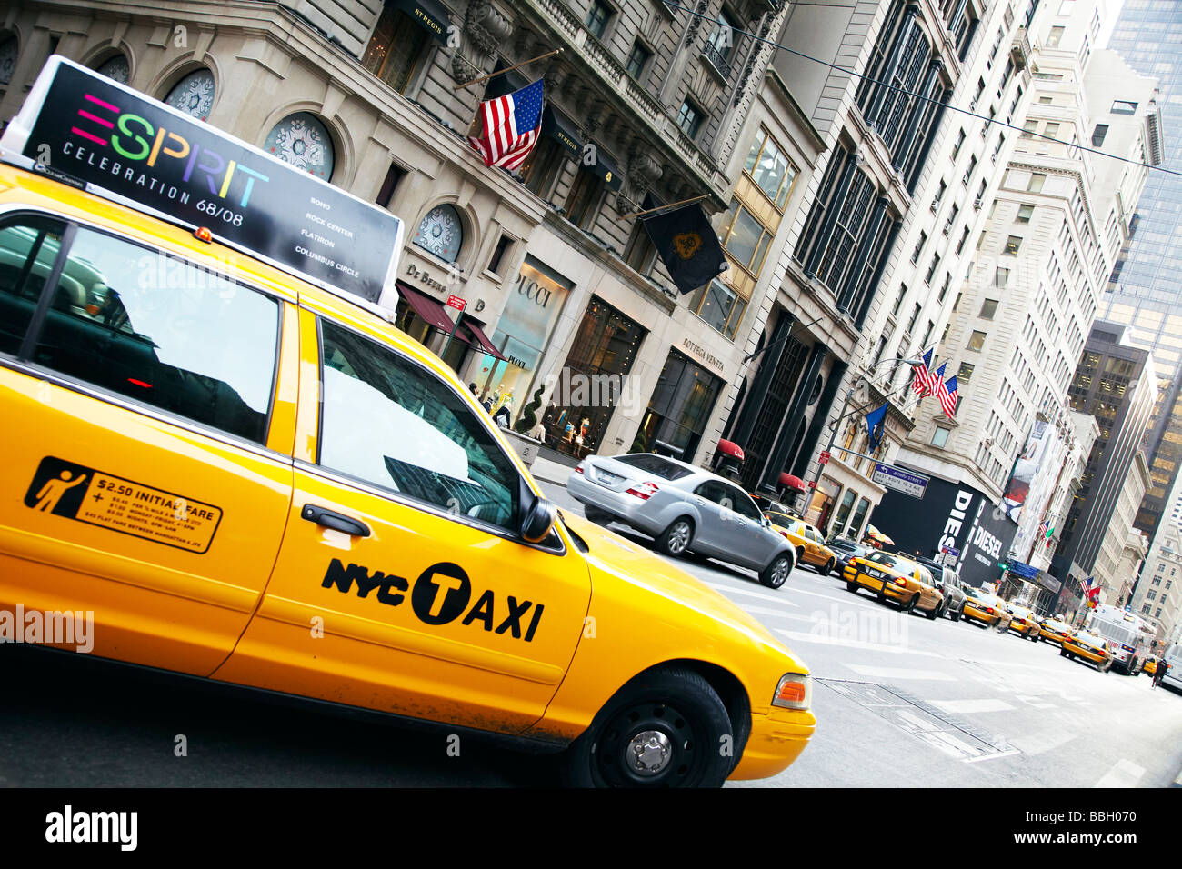 gelben Taxis, Taxi in New York, New York Stockfoto