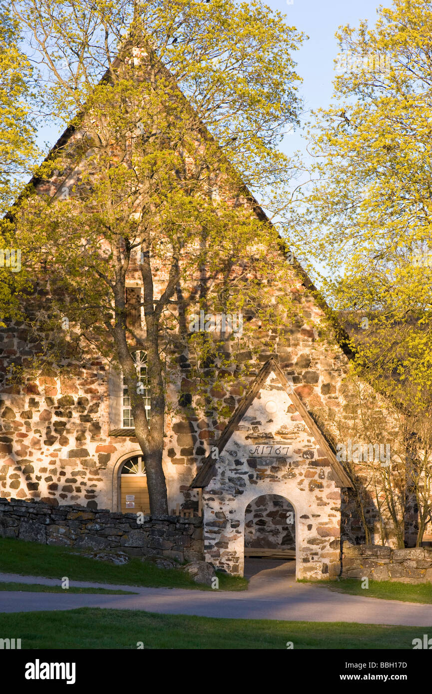 Mittelalterliche Kirche Nauvo Turunmaa Archipel Ostsee Finnland Stockfoto