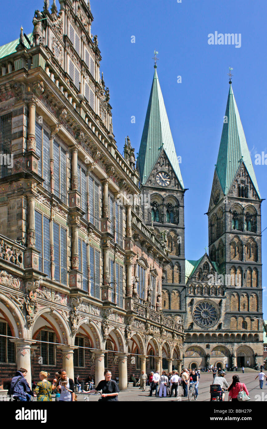 Rathaus und St.-Petri-Dom, Bremen, Norddeutschland Stockfoto