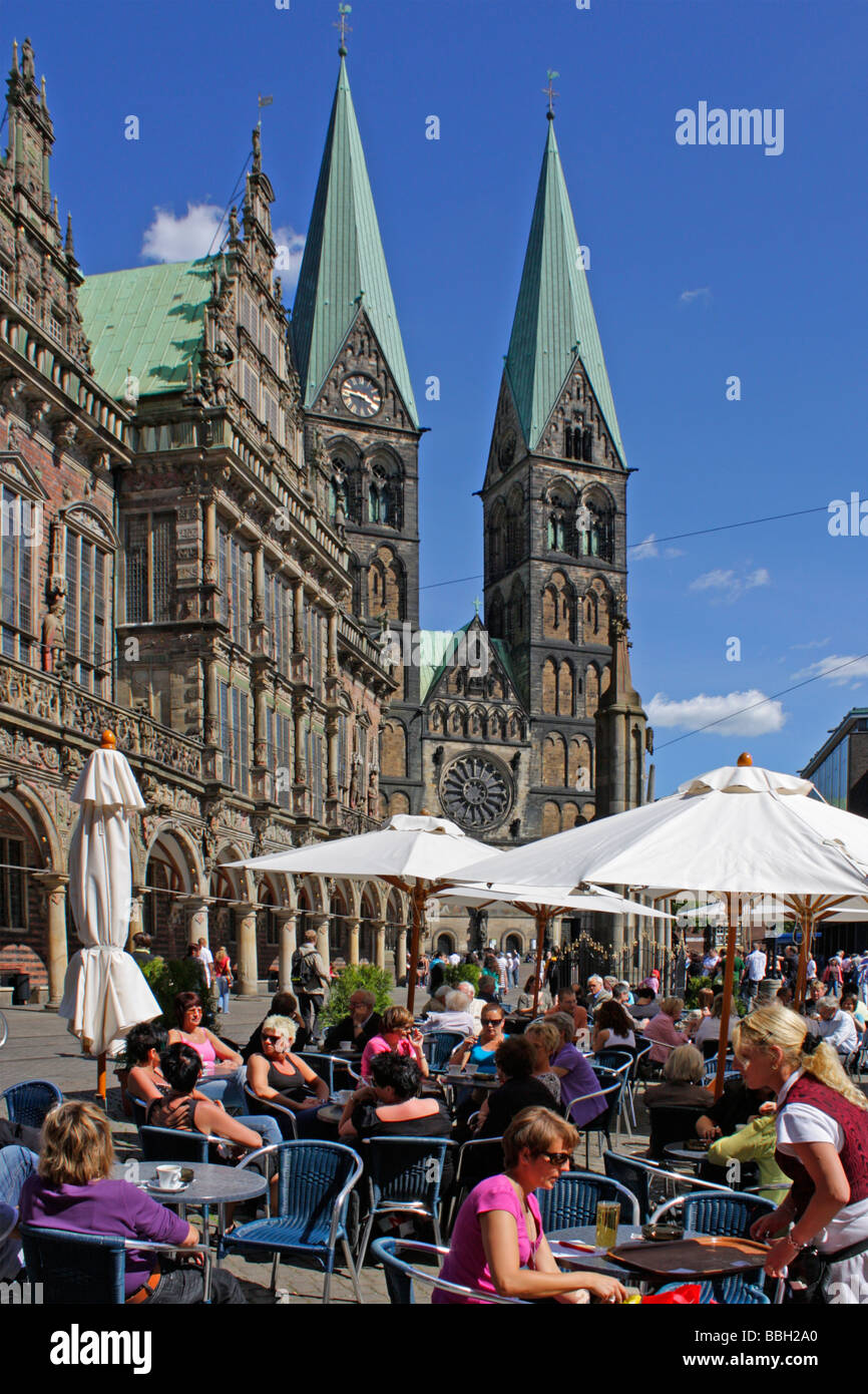 Markt-Platz von Bremen mit Rathaus und St.-Petri-Cathedral Stockfoto