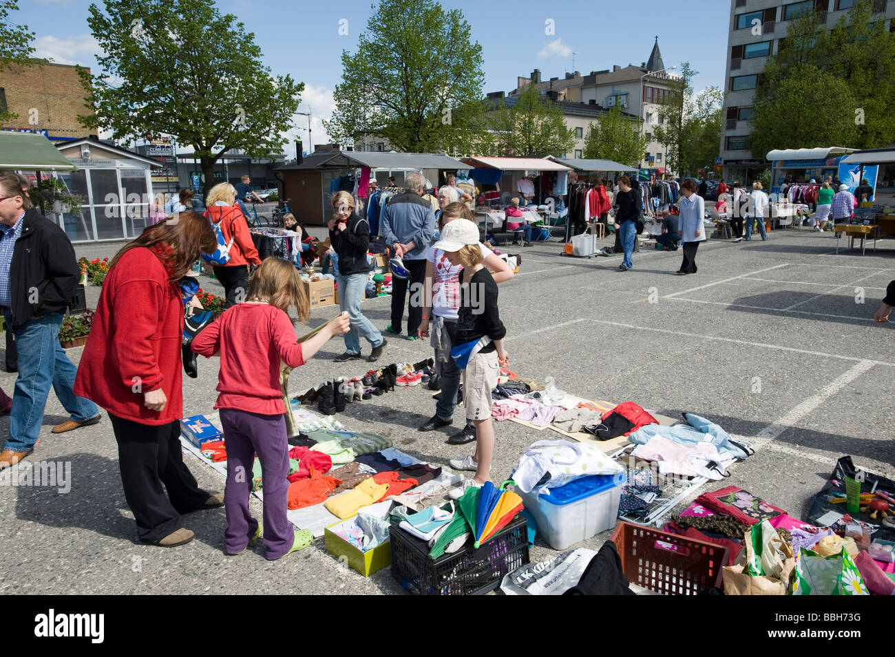 Flohmarkt am Main Square Lappeenranta Lakeland Karelien Finnland Stockfoto