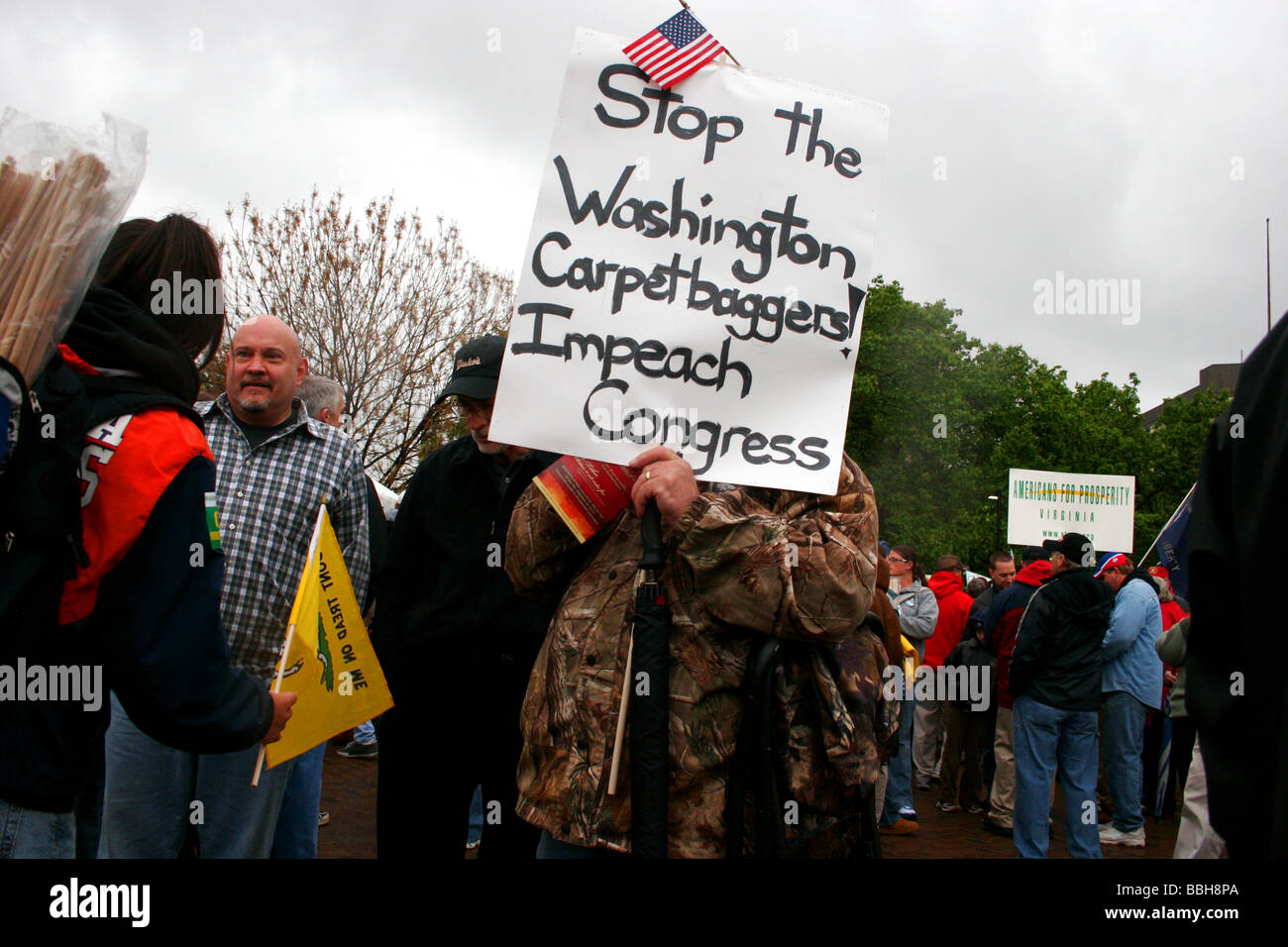 Rechter Flügel Demonstranten gegen Präsident Barak Obama und amerikanischen Steuerpolitik Stockfoto