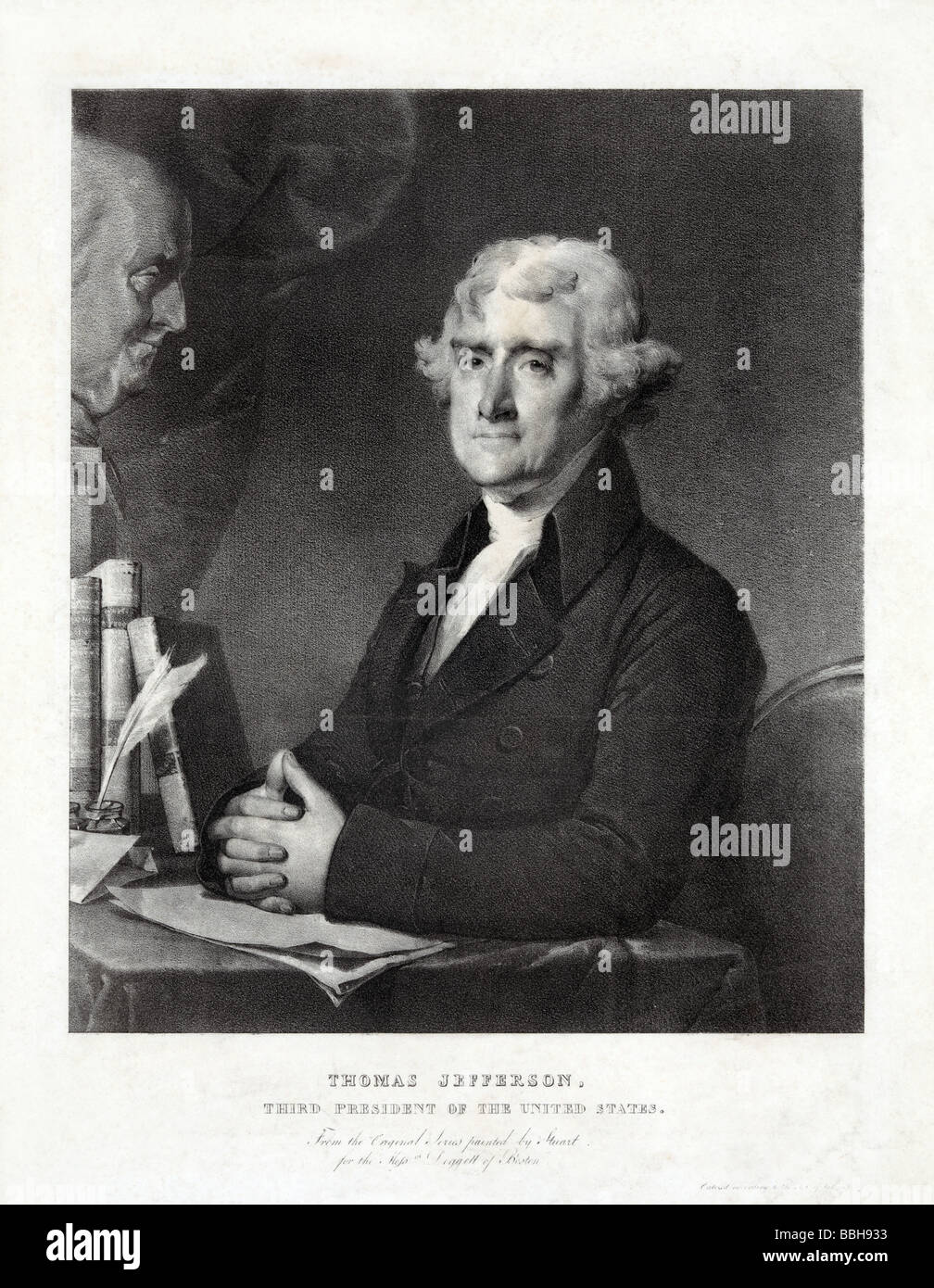 Portrait drucken ca. 1828 von Thomas Jefferson (1743-1826), der dritte Präsident der Vereinigten Staaten (1801-1809). Stockfoto