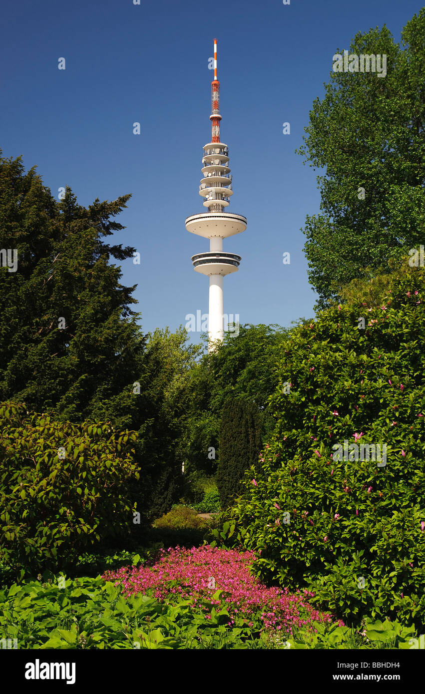 Park Planten un Blomen, im Rücken der Heinrich-Hertz-Turm TV Turm, Tele-Michel, Tele Michel, Hamburg, Deutschland, Europa Stockfoto