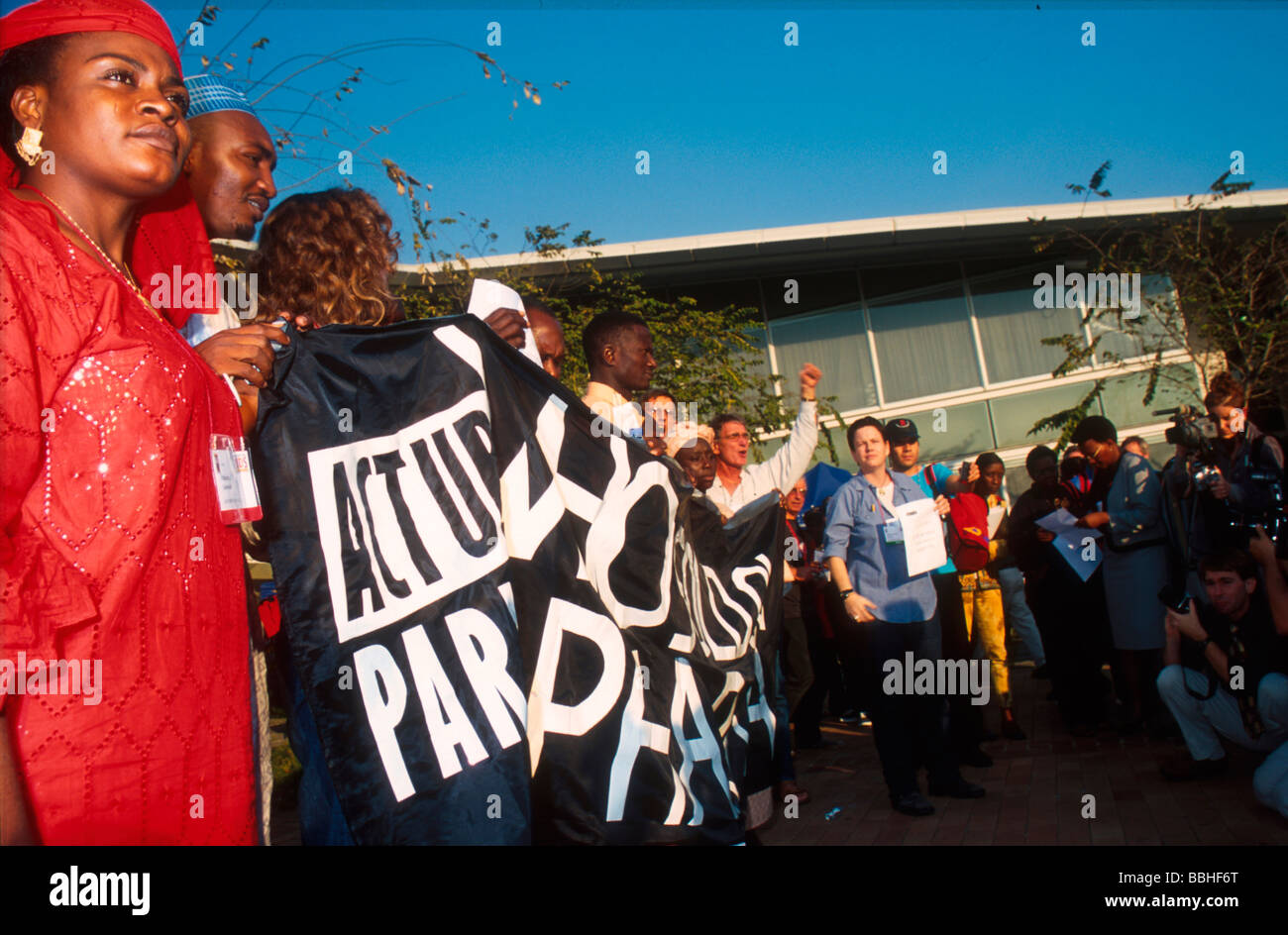 Protestmarsch gegen die Kosten der anti-retrovirale Medikamente AIDS2000 Konferenz Durban KwaZulu Natal in Südafrika Stockfoto