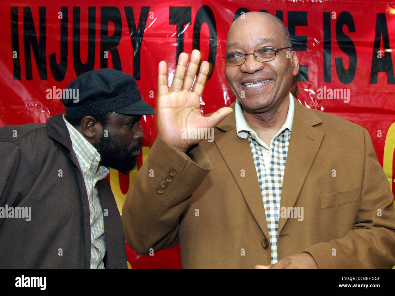 Für Präsident Zuma wurde die Gesänge willkommen ehemaliger stellvertretender Präsident Jacob Zuma am Tag Congress of South delegiert Stockfoto