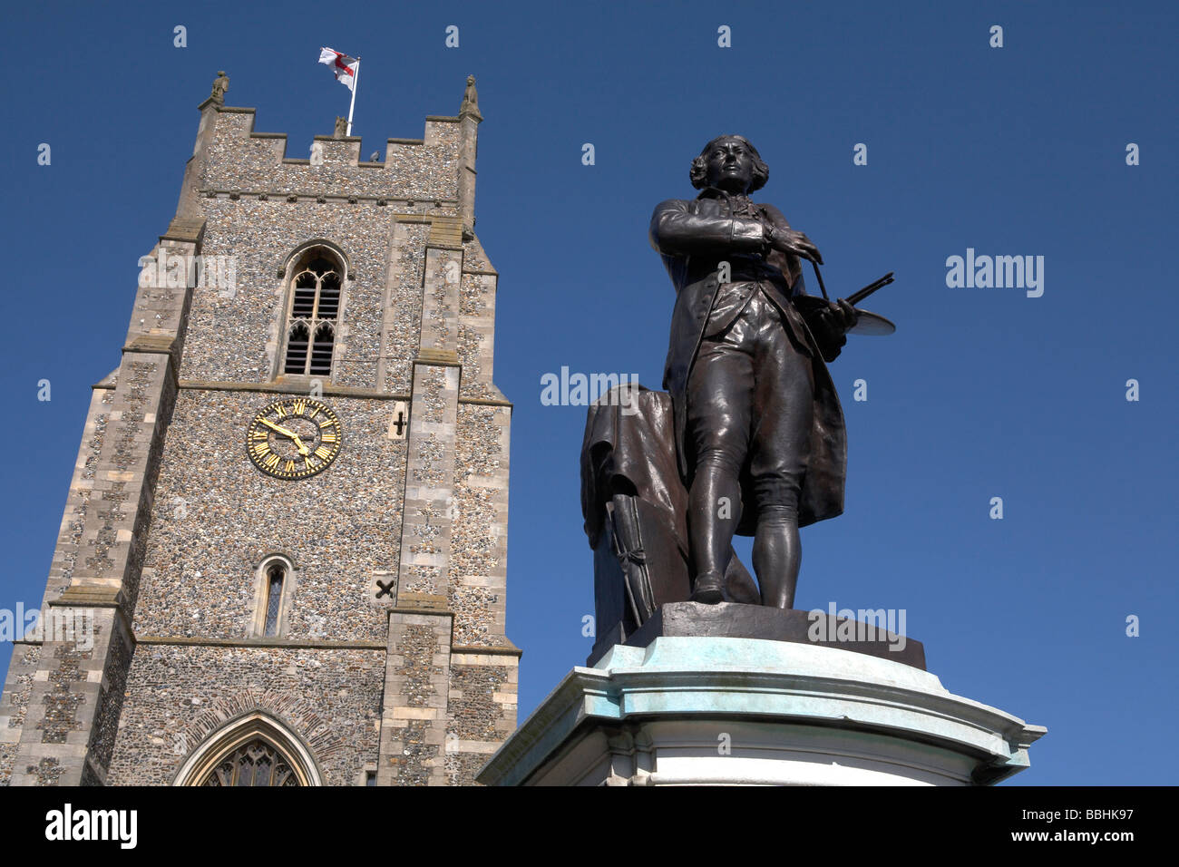 England Sudbury Suffolk Künstler Thomas Gainsborough Statue St. Peters Kirche Markt Hill Stockfoto