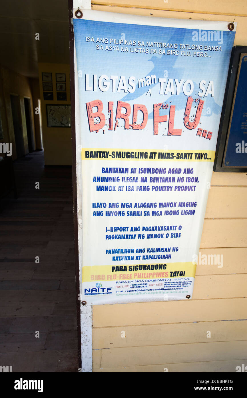 Vogel-Grippe-Bewusstsein anmelden Olango Island Wlidlife Heiligtum Lapu Lapu Cebu Philippinen Stockfoto