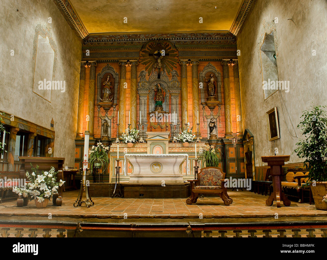 Heiligtum, Mission Santa Barbara, Santa Barbara, Kalifornien Stockfoto