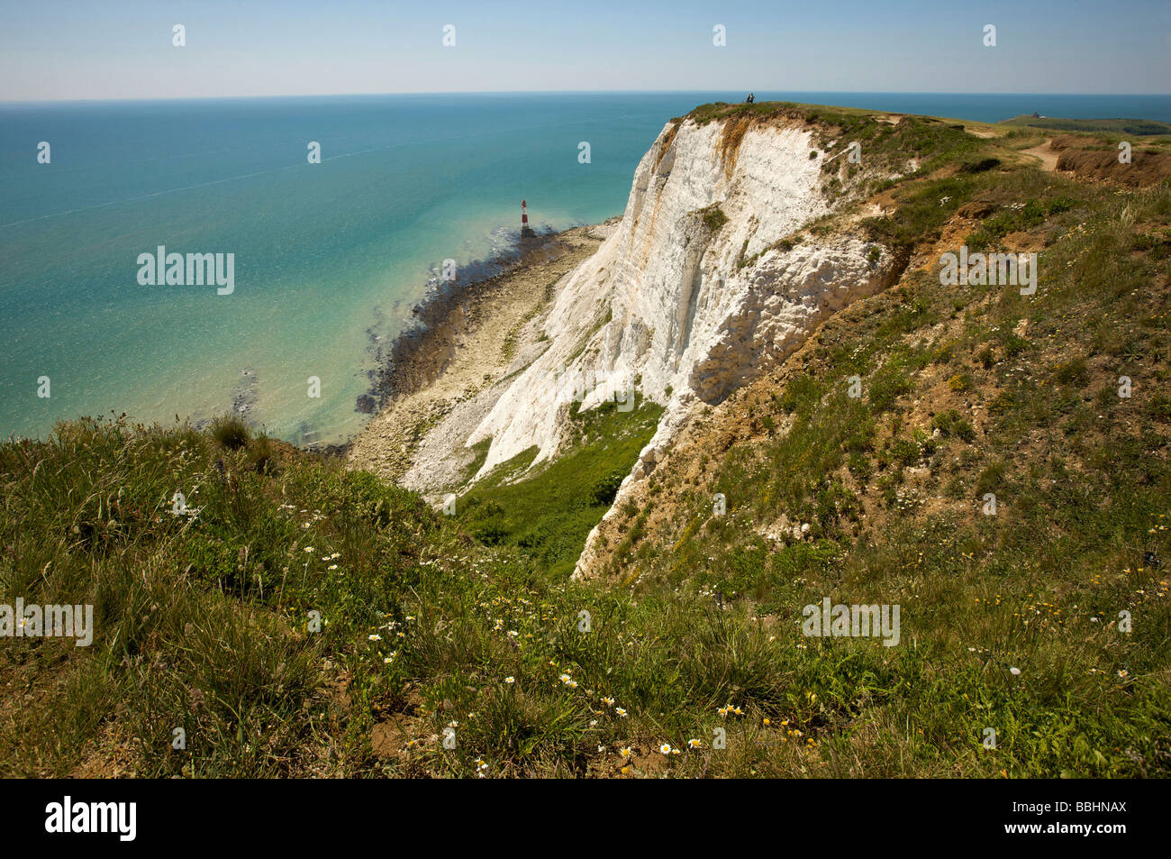 Die Klippen bei Beachy Head spot sowie eine berühmte britische Beautyspot berüchtigten Selbstmord. Stockfoto