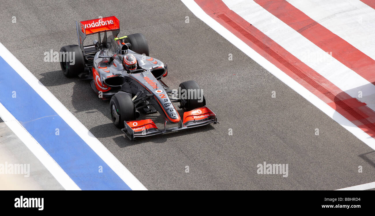 Heikki Kovalainen McLaren Mercedes in die Box beim großen Preis von Bahrain 2009 Stockfoto