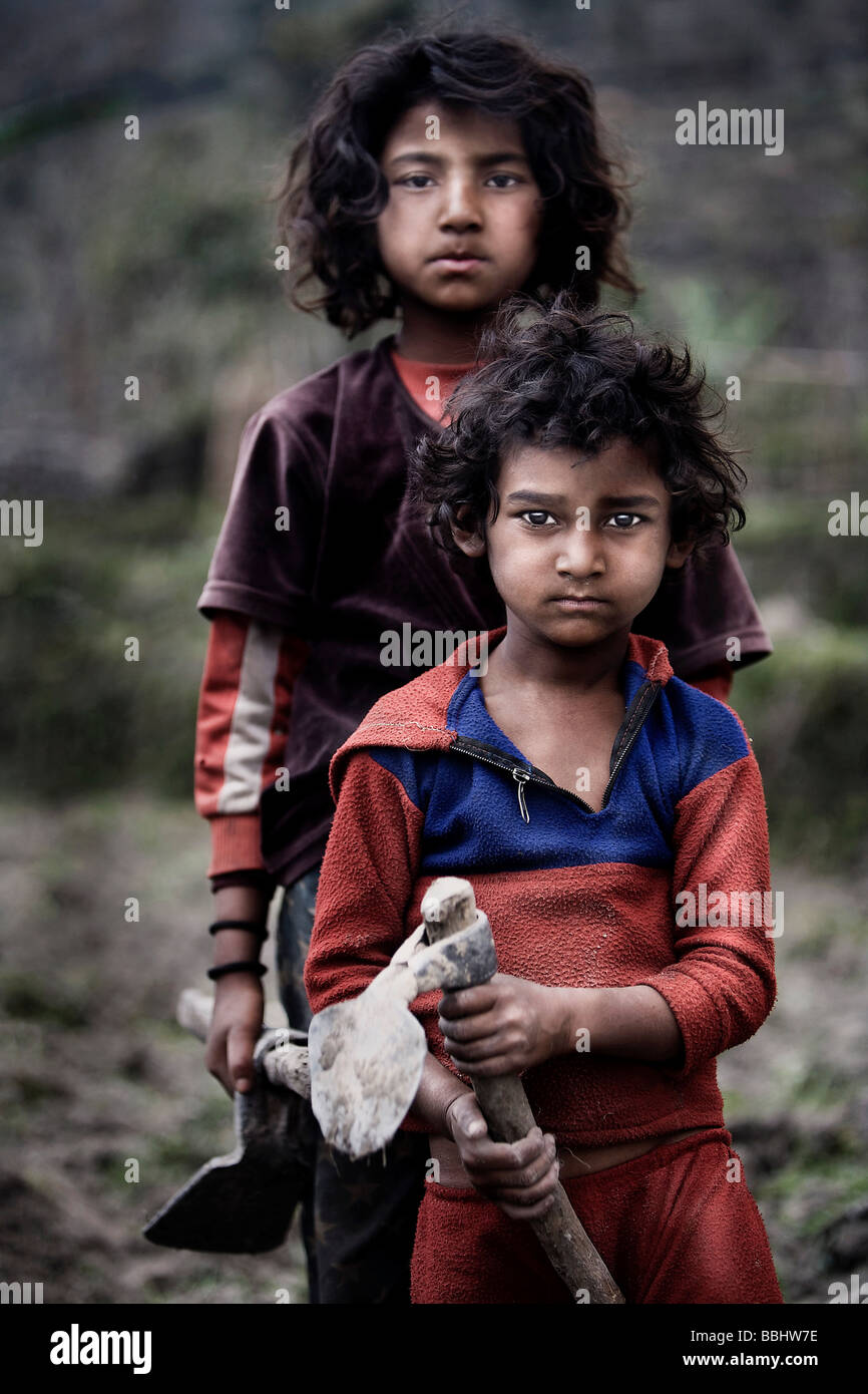 Pokhara, Nepal; Porträt von Kindern Stockfoto