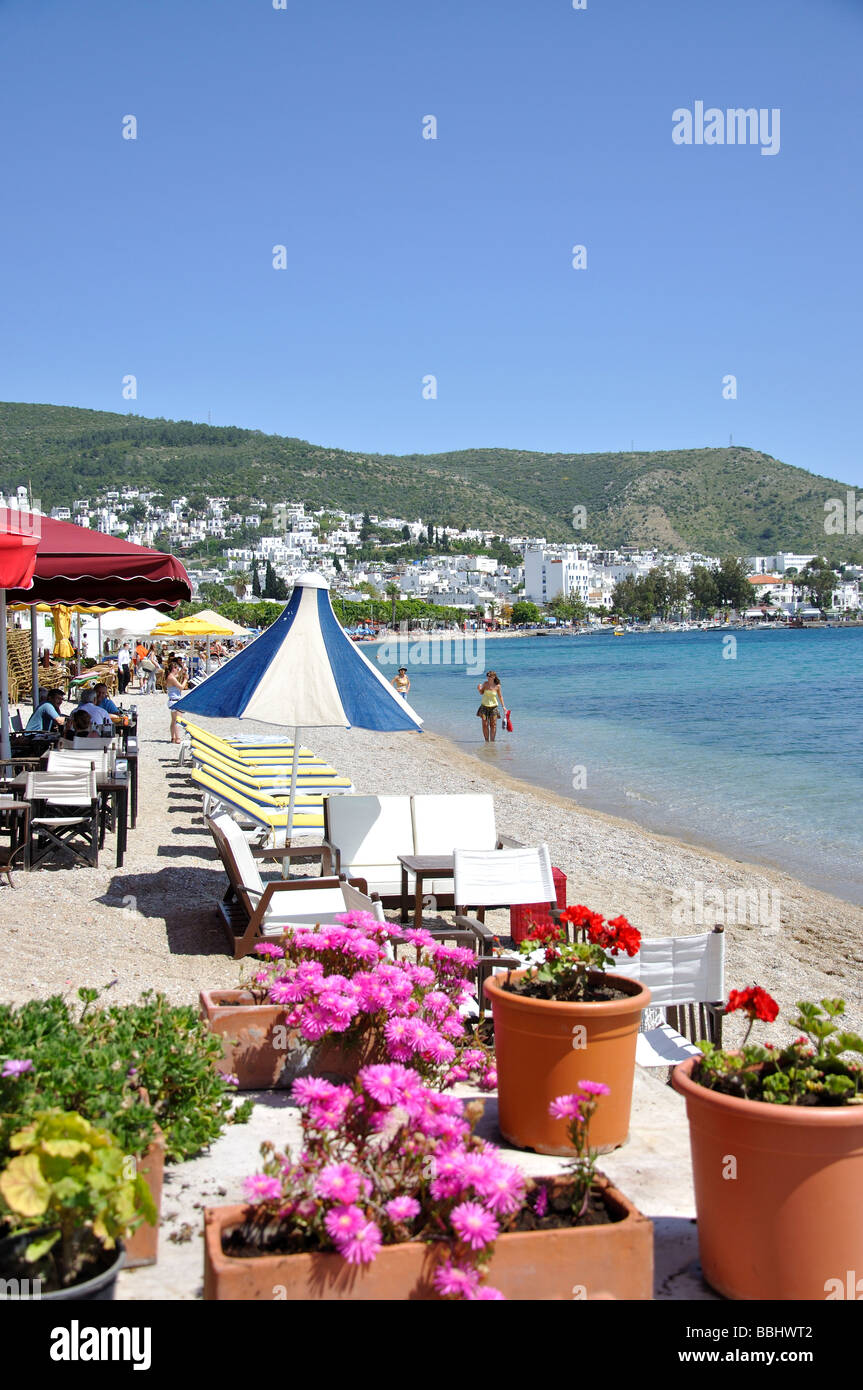 Strandbar, Bodrum, Provinz Mugla, Republik Türkiye Stockfoto