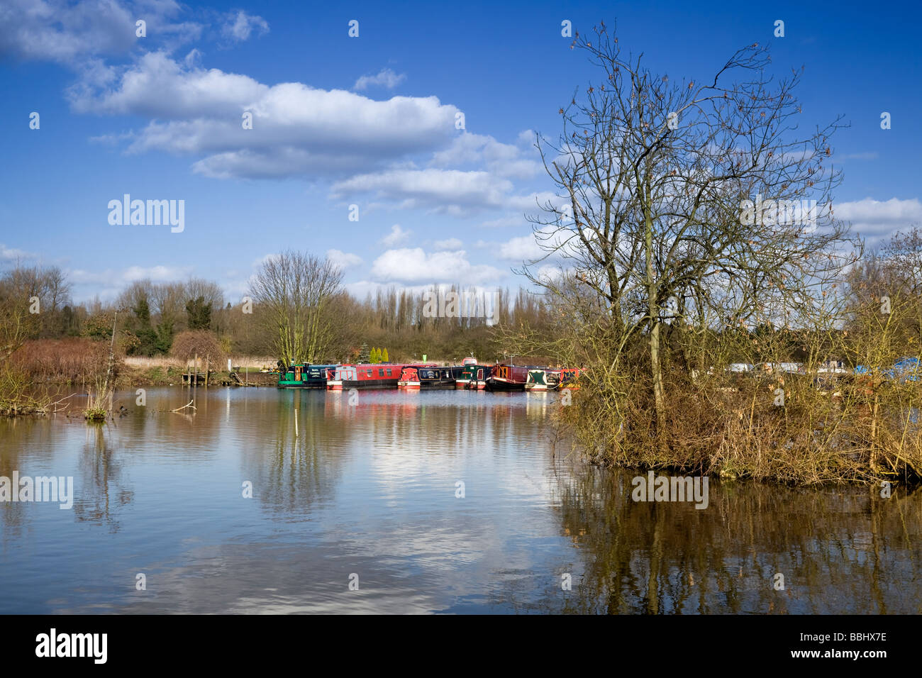 Großbritannien, England, Greater London, Harefield Marina mit Schmalbooten auf dem Grand Union Canal Stockfoto