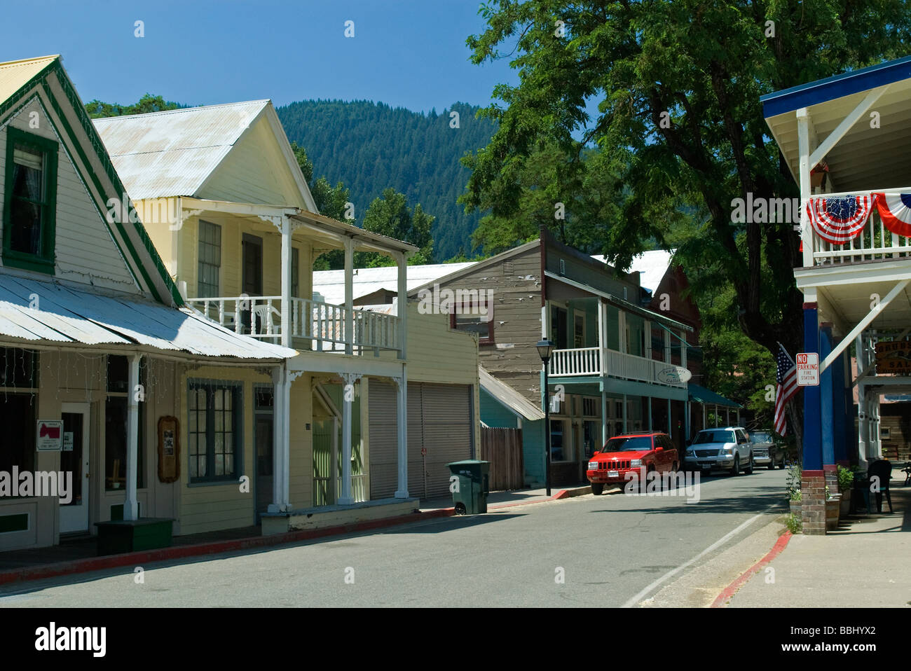 USA Kalifornien Downieville Main Street Mitte 19. Jahrhundert Architektur Goldgräberstadt Stockfoto