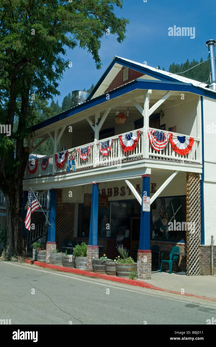 USA Kalifornien Downieville Grub Pfahl Saloon Main Street Mitte 19. Jahrhundert Architektur Goldgräberstadt Stockfoto