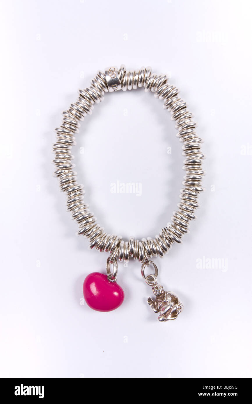 Links von London Sterling Silber mein süßer Charm Armband und rosa Herz Charme und buddah Stockfoto