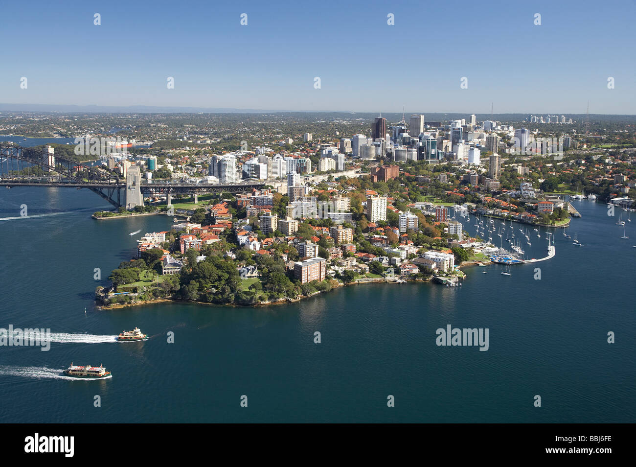 Passagier Fähren Sydney Harbour Kirribilli und North Sydney Sydney New South Wales Australien Antenne Stockfoto