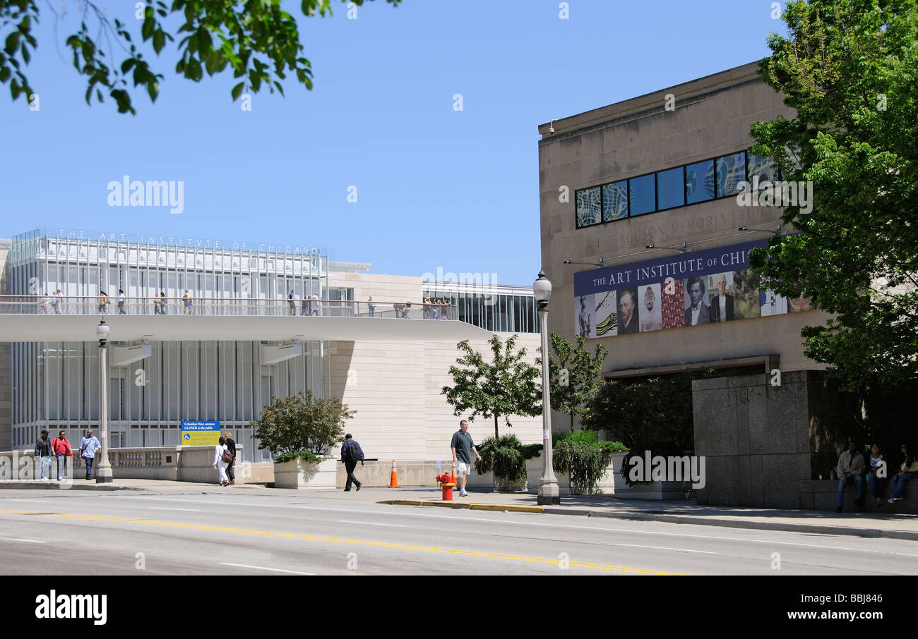 Institut der Art Chicago den alten und modernen Gebäuden USA Stockfoto