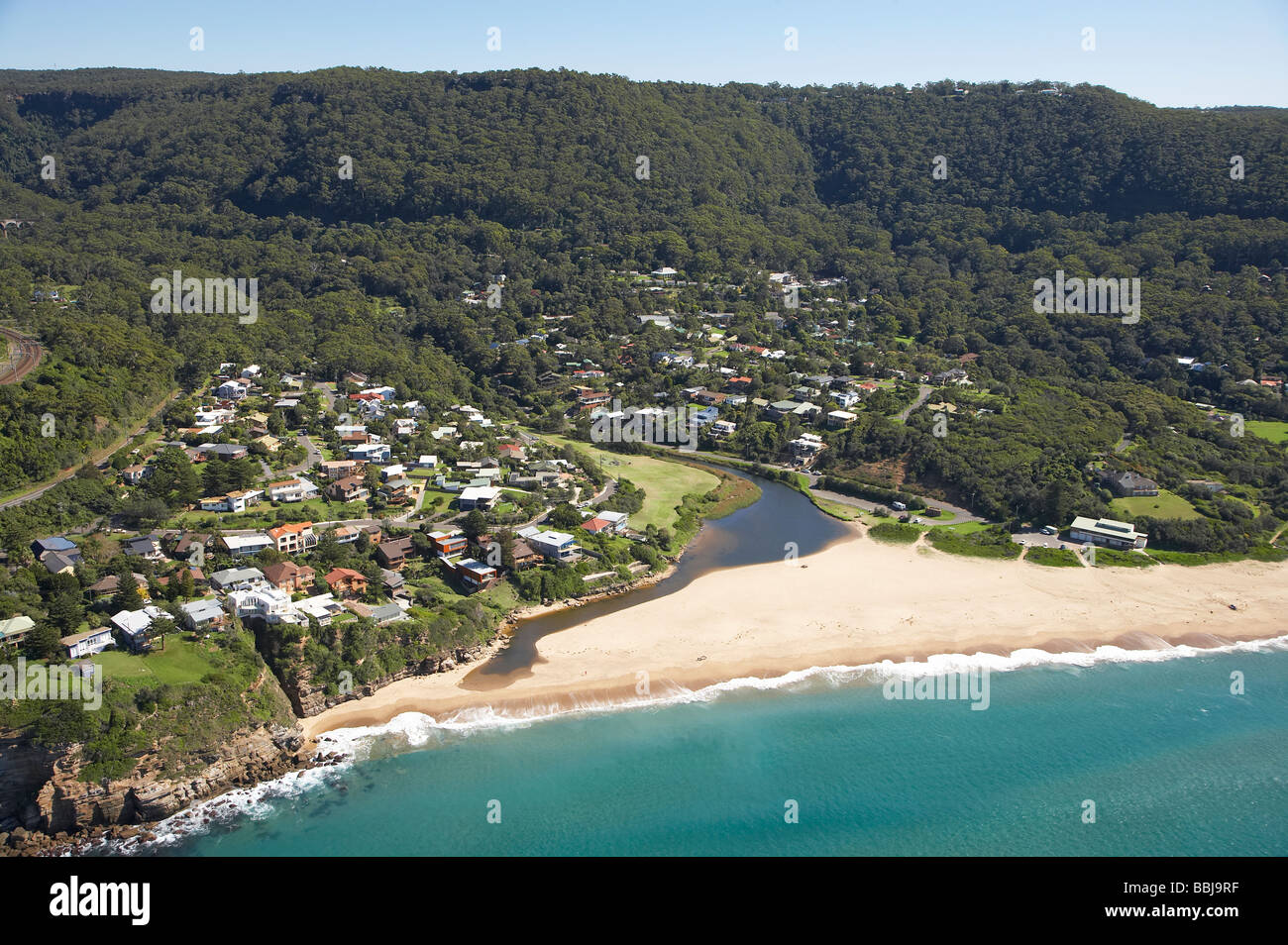 Stanwell Creek und Stanwell Park in der Nähe von Wollongong südlich von Sydney New South Wales Australien Antenne Stockfoto