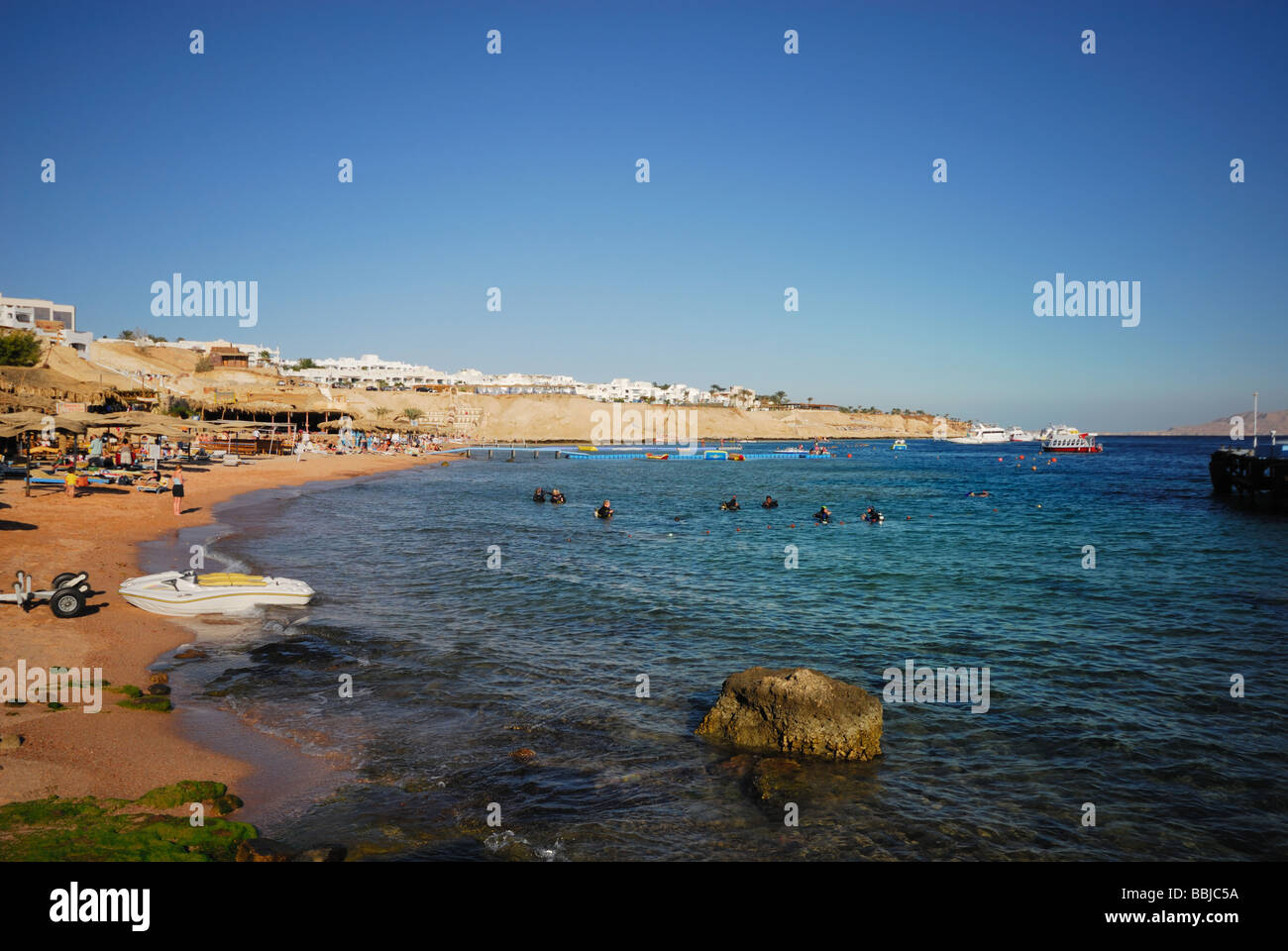 schöner Strand und das Rote Meer Haie bay Sharm el Sheikh Ägypten Stockfoto