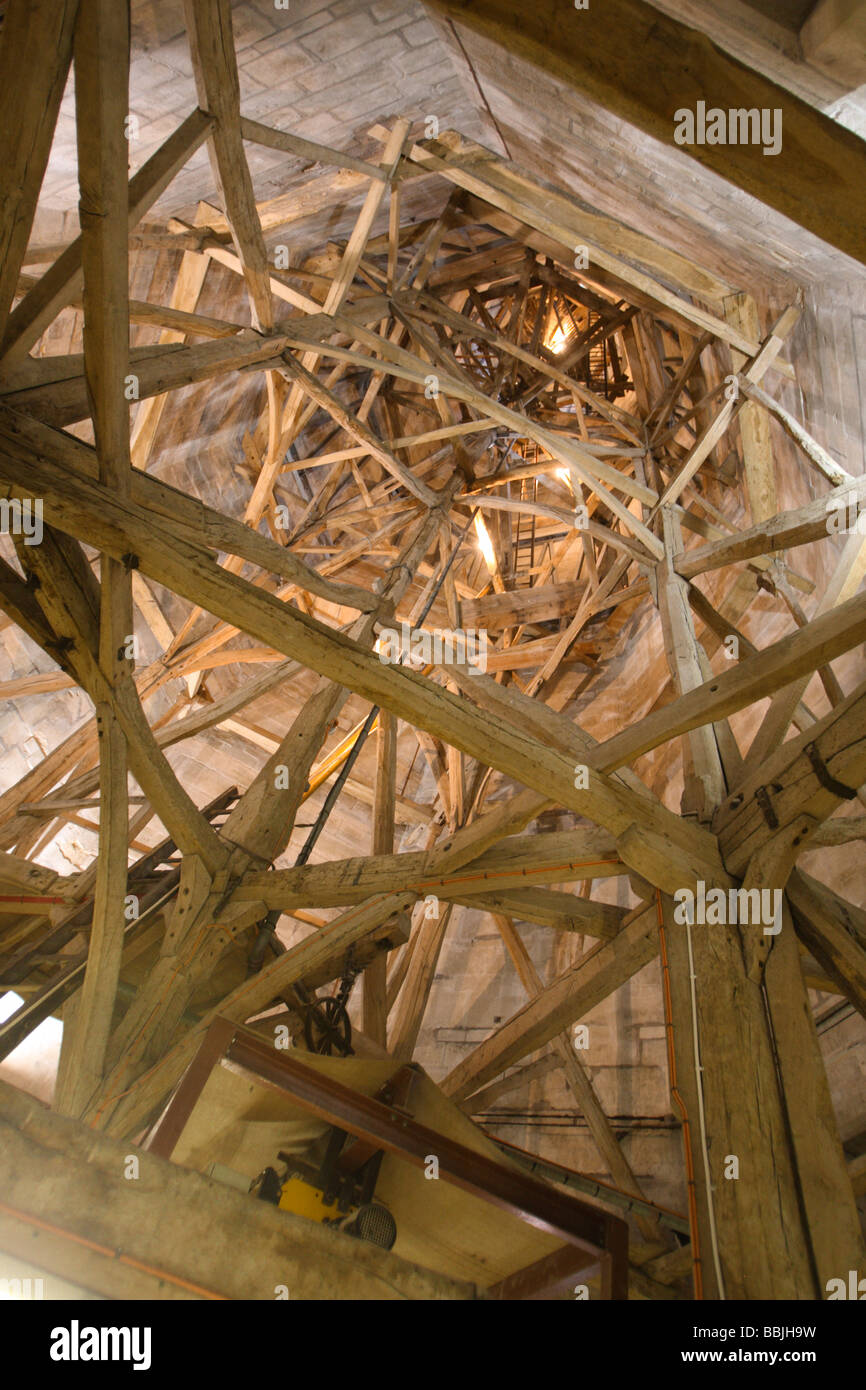 Im Inneren der Turm der Kathedrale von Salisbury, Wiltshire, England Stockfoto