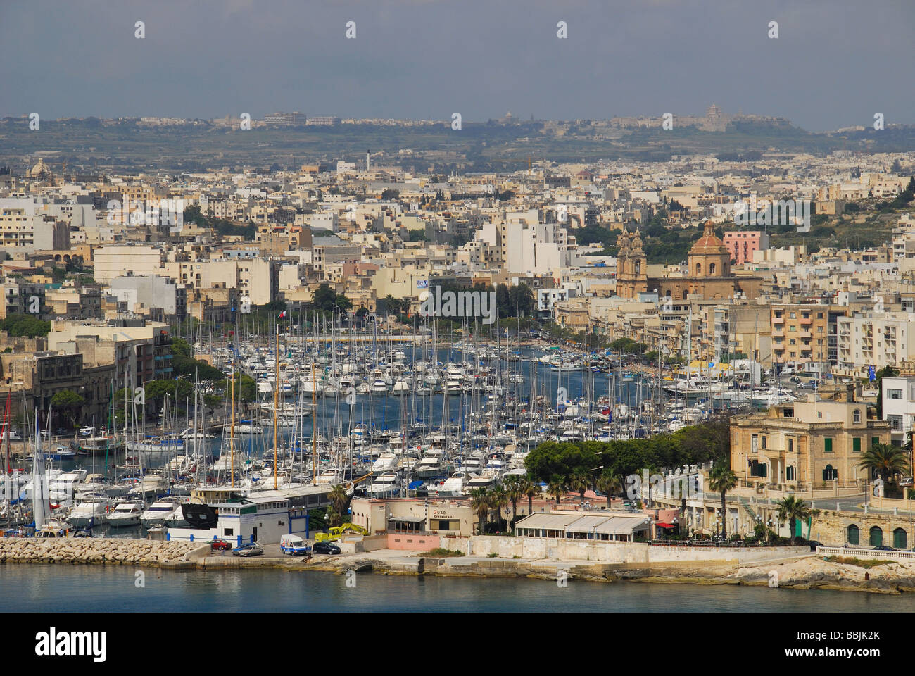 Malta. Eine Ansicht von Msida Creek und Ta' Xbiex von Hastings Gärten in Valletta. 2009. Stockfoto