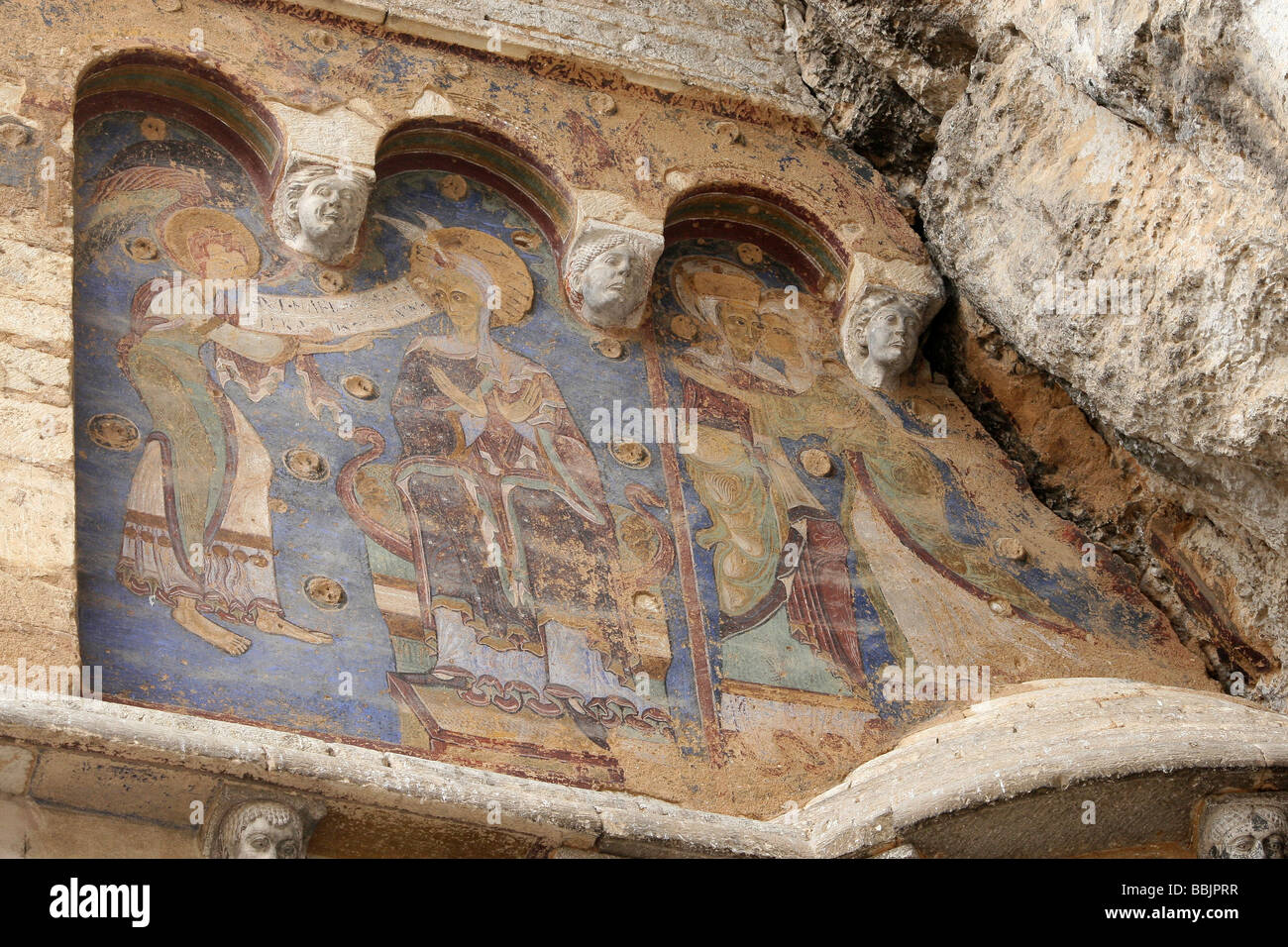 Engel Bild auf der Seite eine Kirche In Rocamadour, Lot, Midi-Pyrenäen, Frankreich Stockfoto