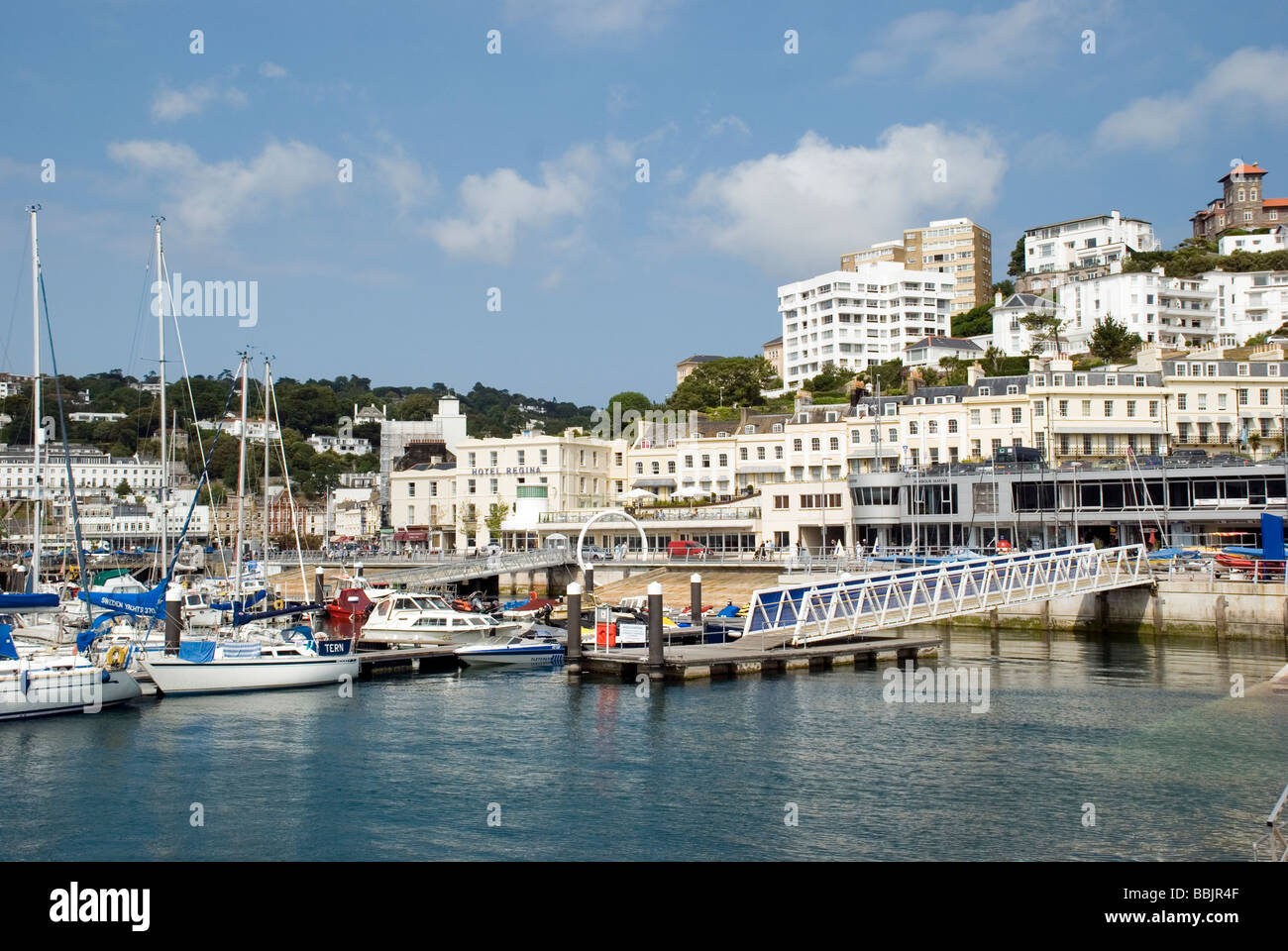 Torquay in Devon zeigt die Marina und den Hafen, legte am 5. Juni 1944 die 4. US-Infanteriedivision von Rampen hier. 68 hards Stockfoto