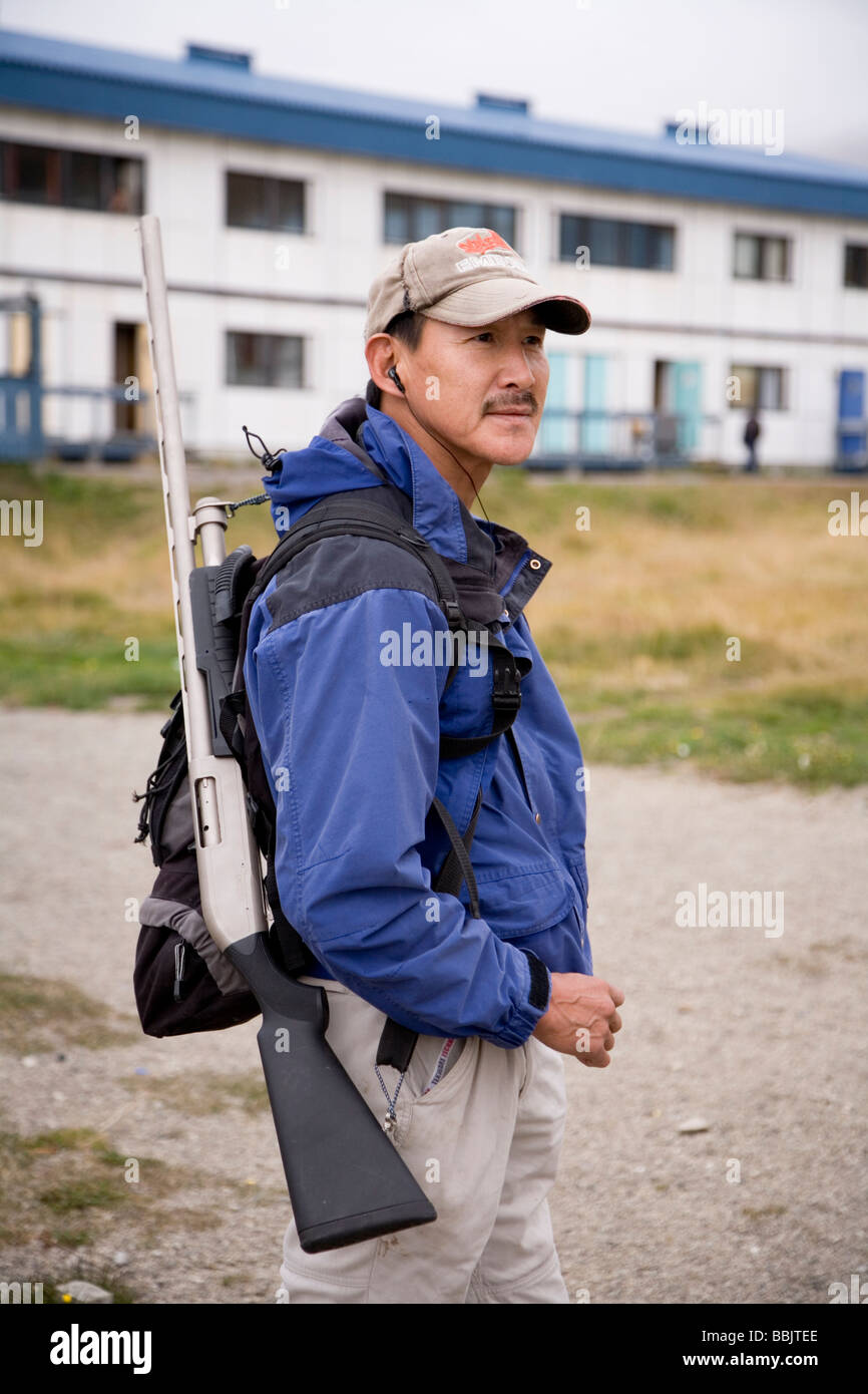 Alpenschneehuhn Jäger, Narsaq, Süd-Grönland Stockfoto