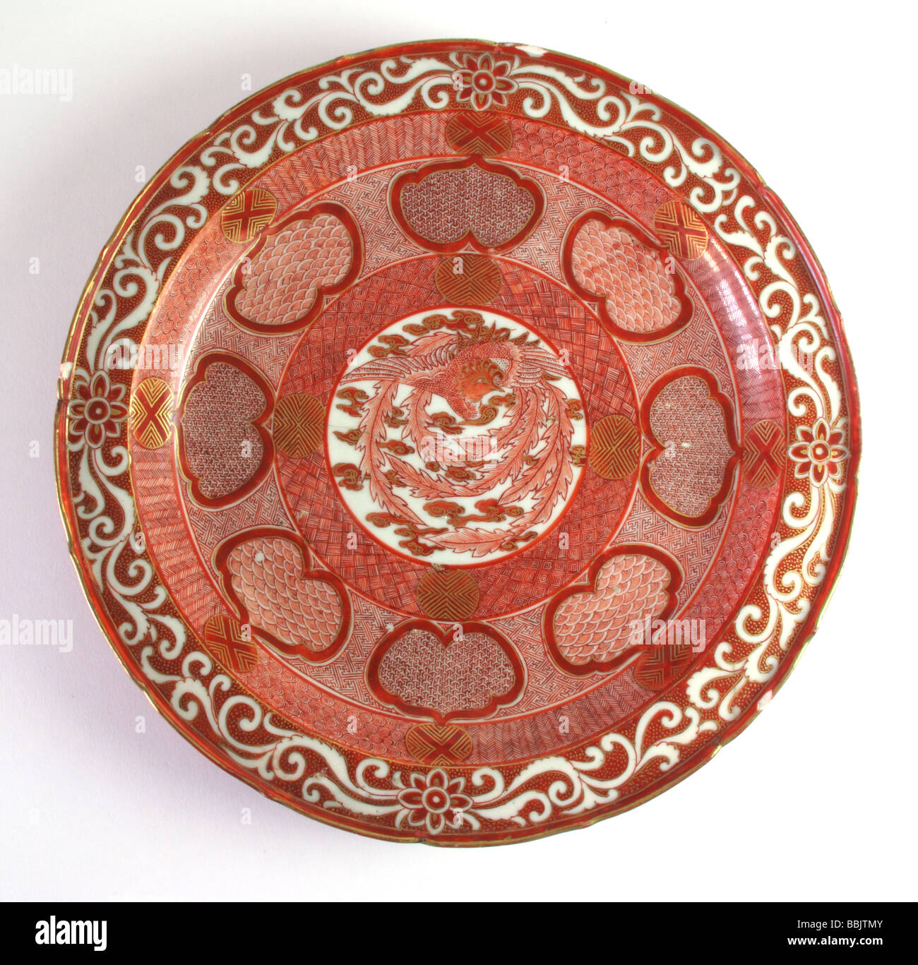 Antike japanische Porzellan handbemalt Platte um 1900 Stockfoto