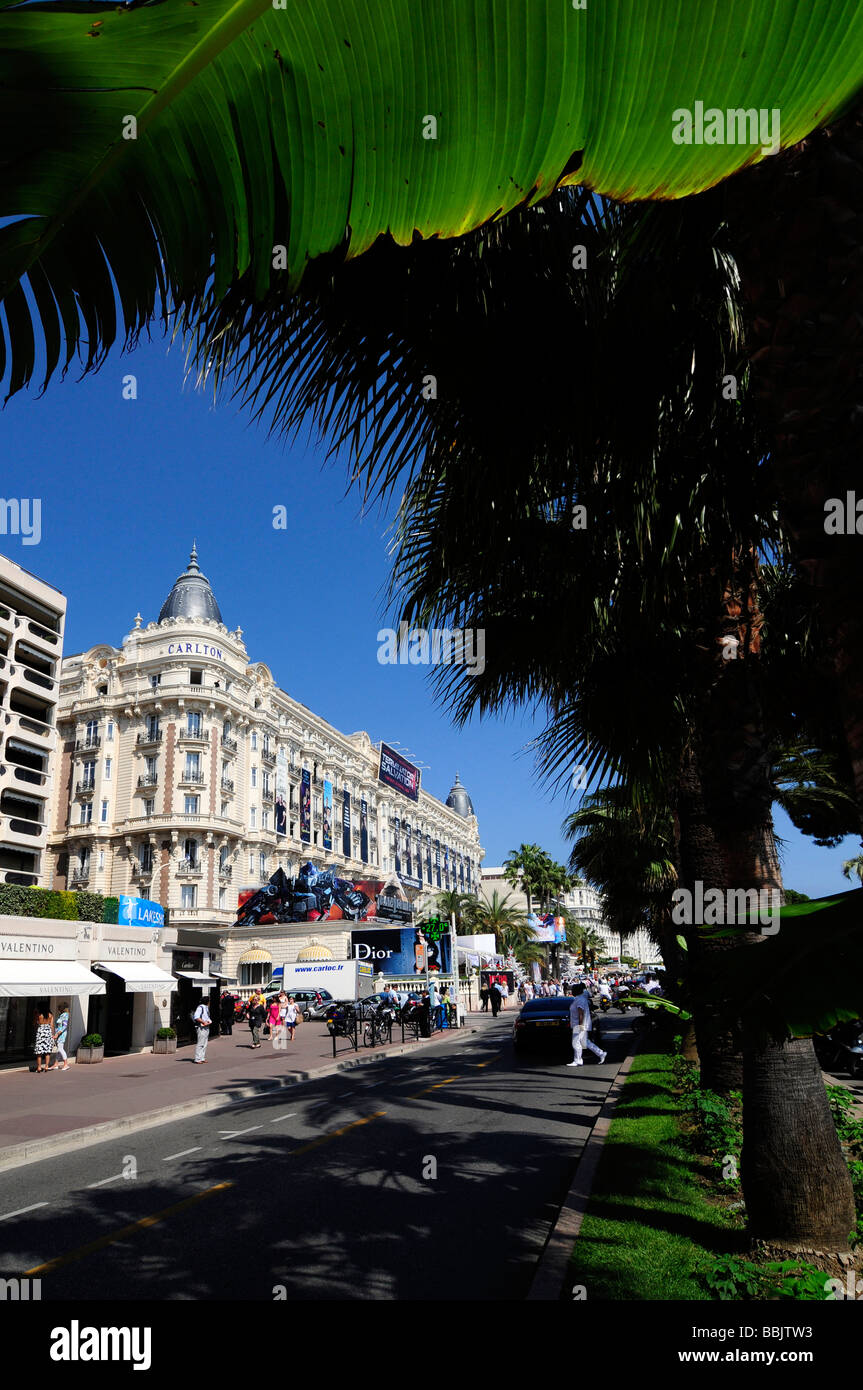 Das Palace Hotel "Carlton"; eines der Hotels von Promis bei den Filmfestspielen in Cannes, Frankreich geschätzt. Stockfoto